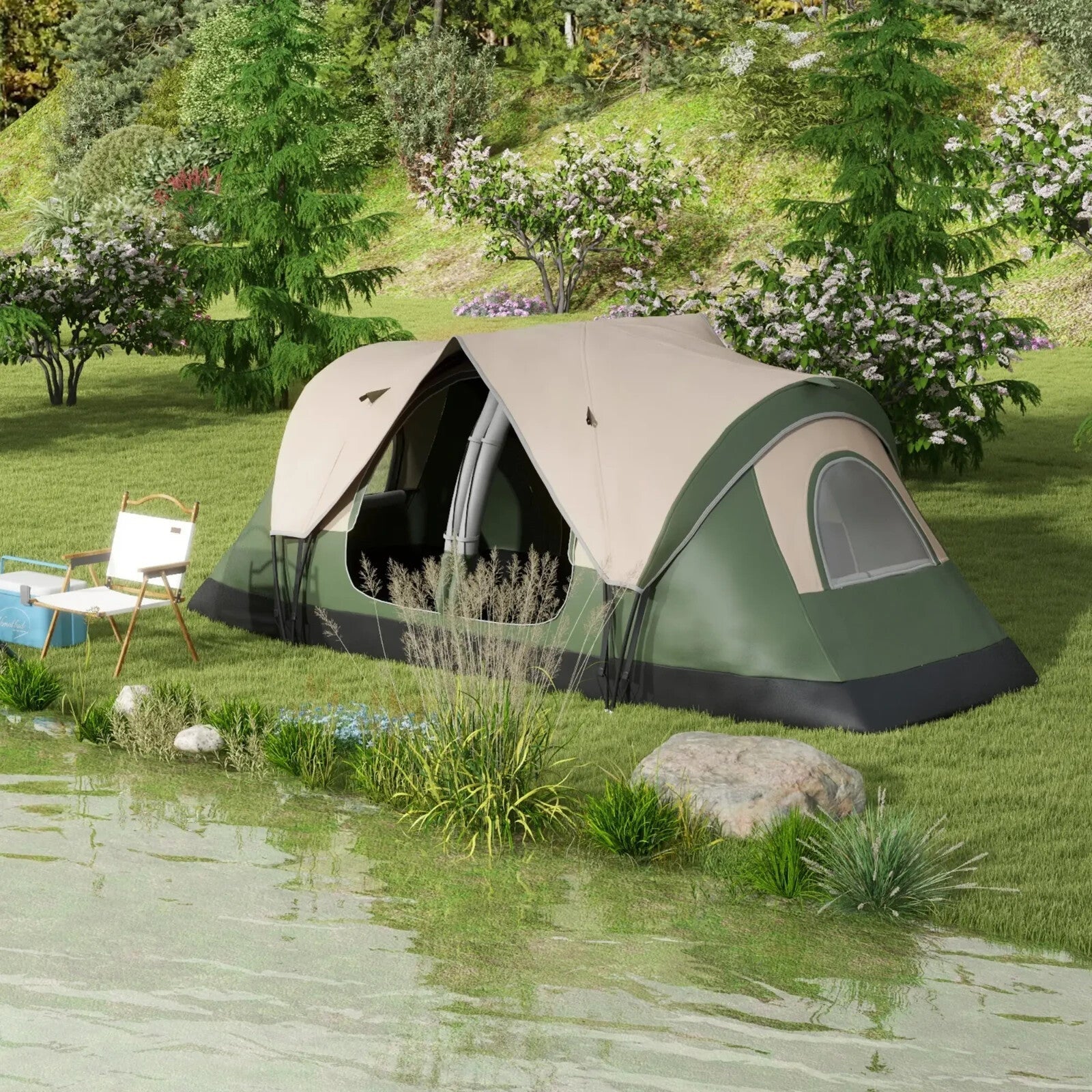 Camping Tent for 6 to 8 Man with 2000mm Waterproof Rainfly and Carry Bag Outdoor - Home and Garden Furniture Shop - rustic - furniture