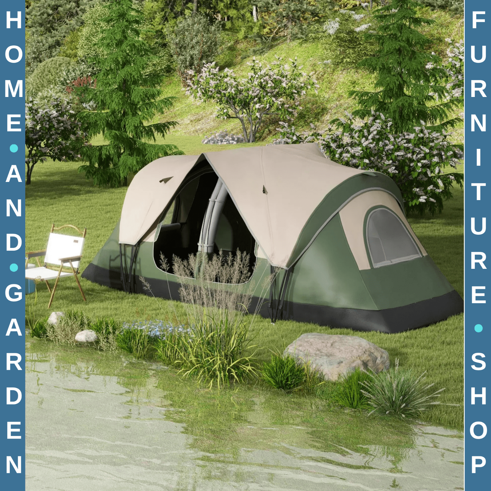 Camping Tent for 6 to 8 Man with 2000mm Waterproof Rainfly and Carry Bag Outdoor - Home and Garden Furniture Shop - rustic - furniture