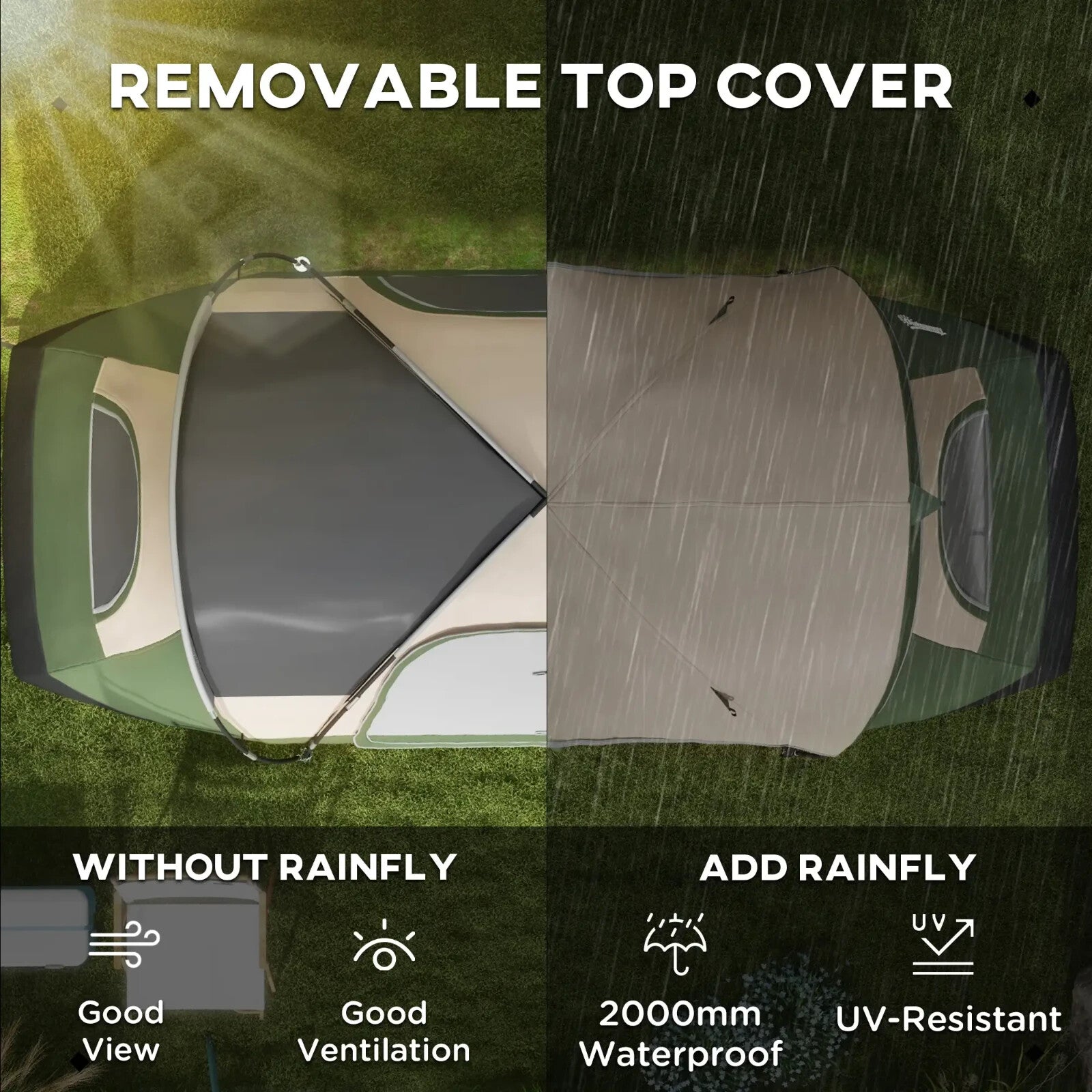 Camping Tent for 6 to 8 Man with 2000mm Waterproof Rainfly and Carry Bag Outdoor - Home and Garden Furniture Shop - rustic - furniture