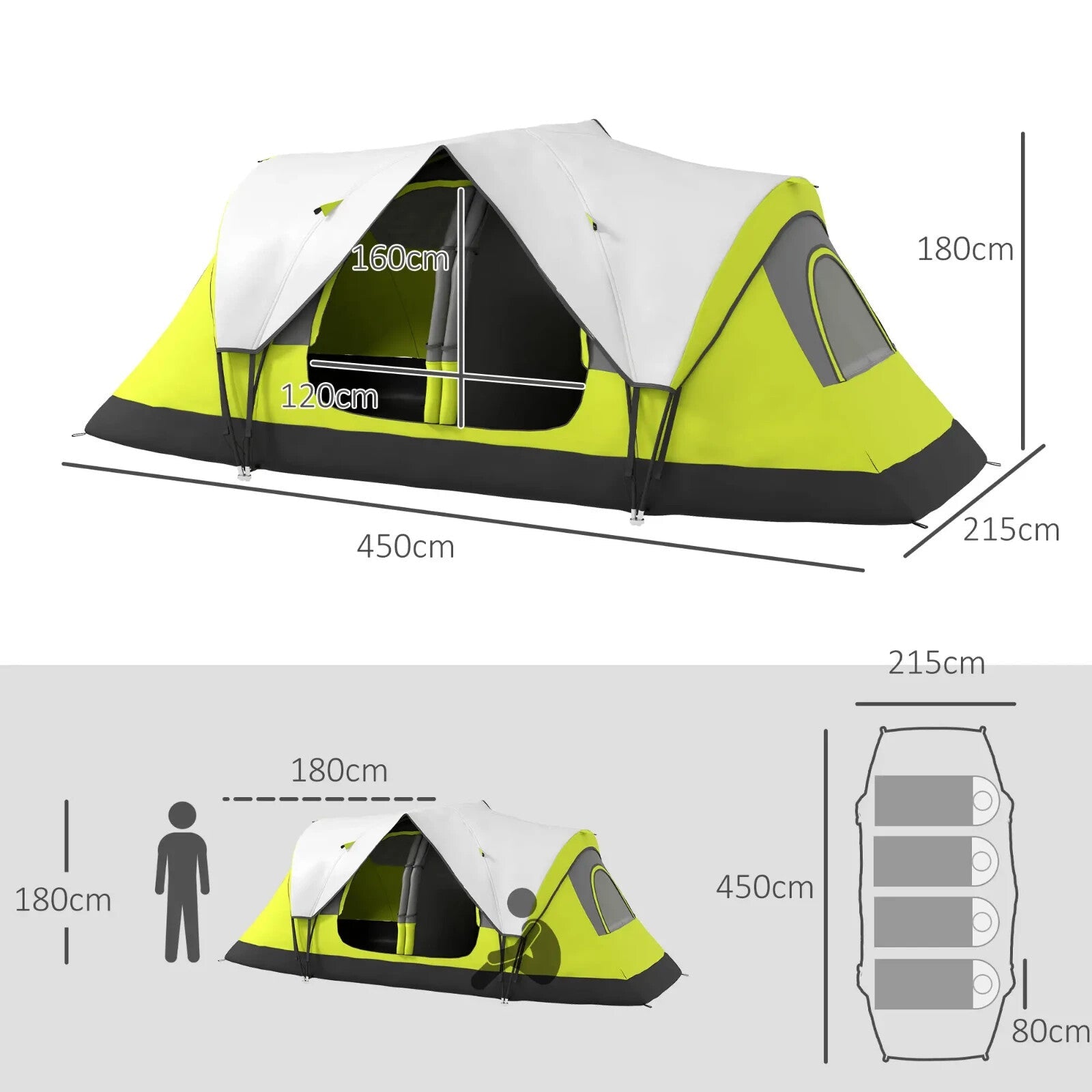 Camping Tent for 6 to 8 People with 2000mm Waterproof Rainfly and Bag for Hiking - Home and Garden Furniture Shop - rustic - furniture