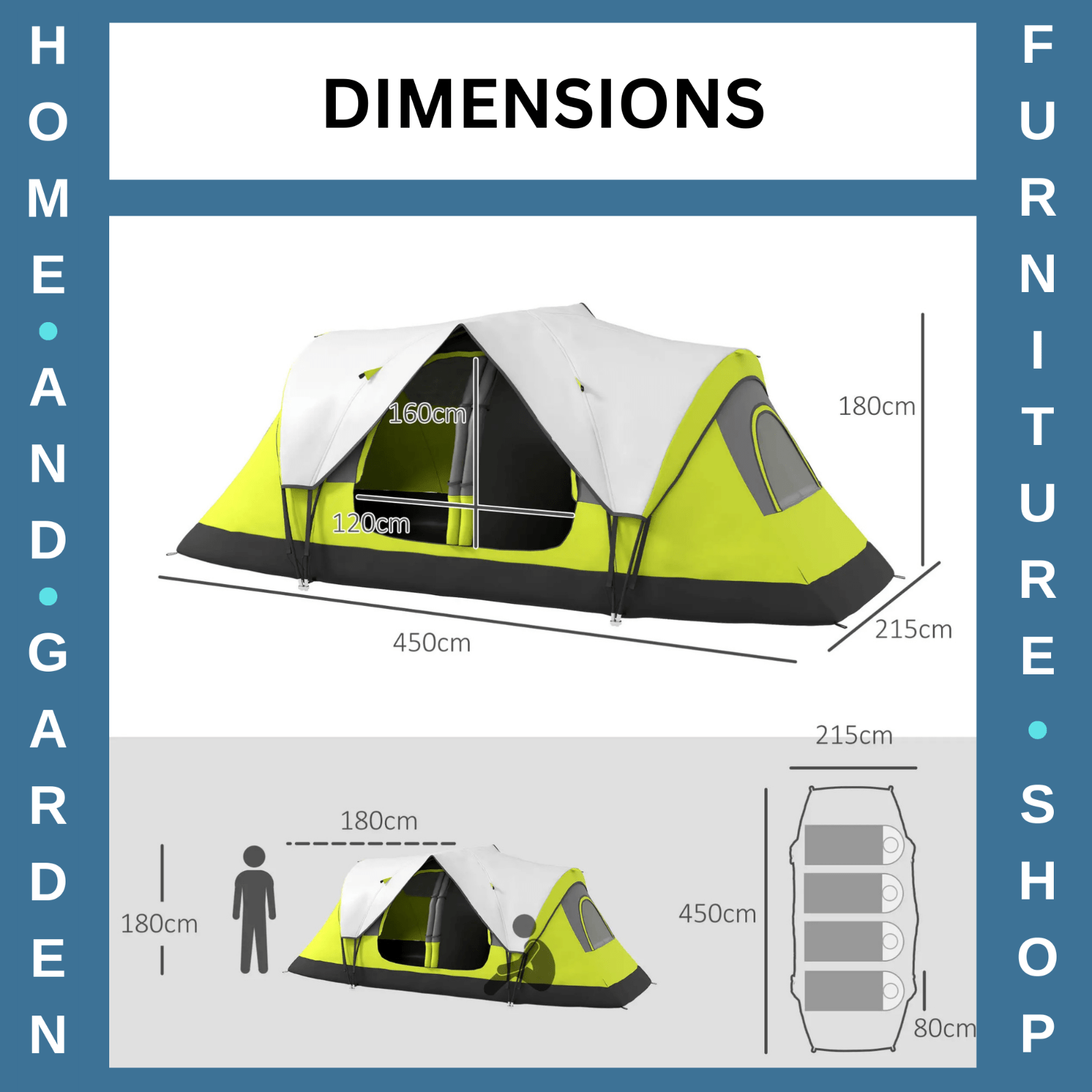 Camping Tent for 6 to 8 People with 2000mm Waterproof Rainfly and Bag for Hiking - Home and Garden Furniture Shop - rustic - furniture