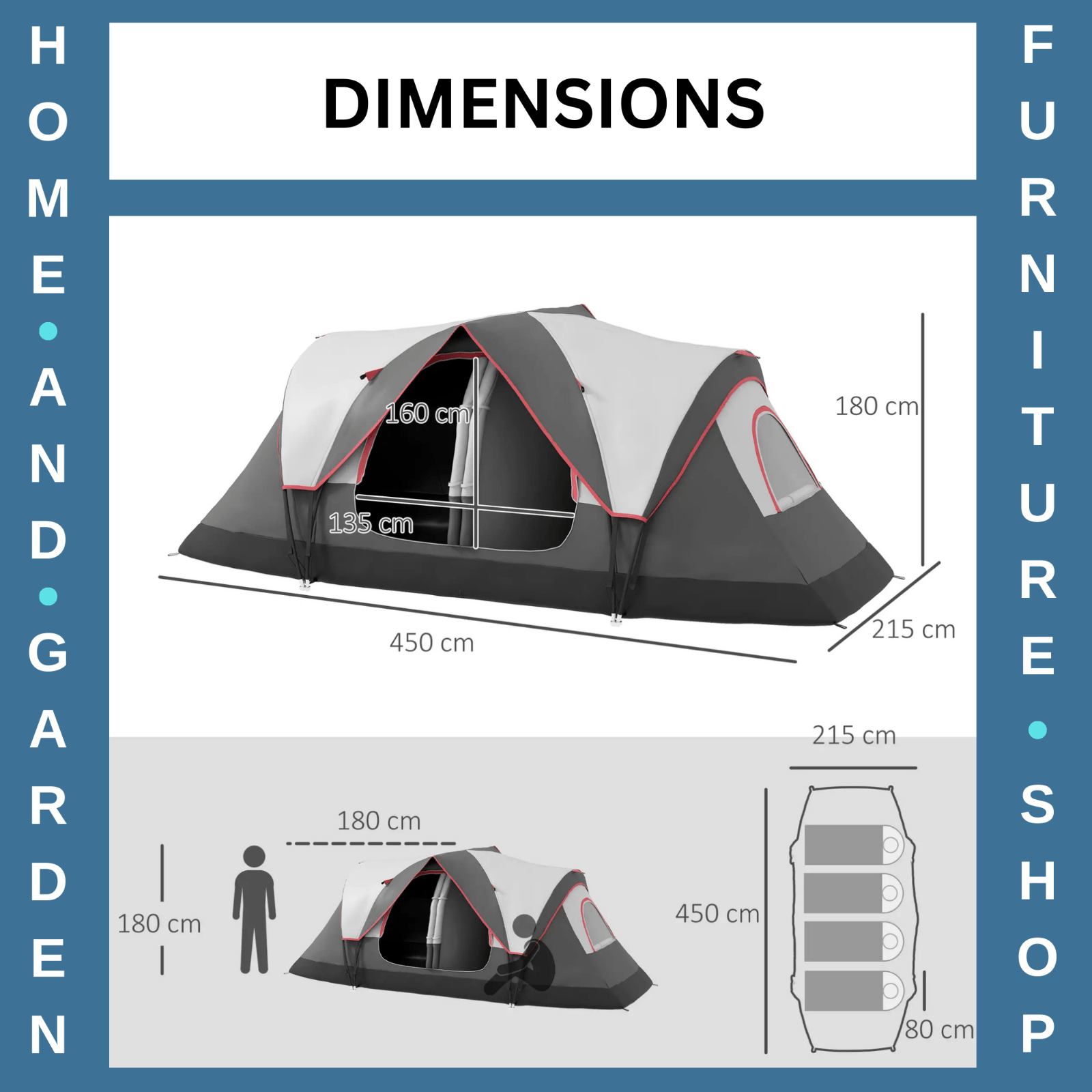 Camping Tent for 6 to 8 People with 2000mm Waterproof Rainfly and Bag for Hiking - Home and Garden Furniture Shop - rustic - furniture