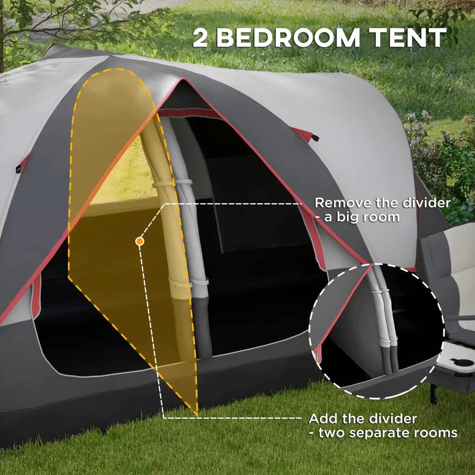Camping Tent for 6 to 8 People with 2000mm Waterproof Rainfly and Bag for Hiking - Home and Garden Furniture Shop - rustic - furniture