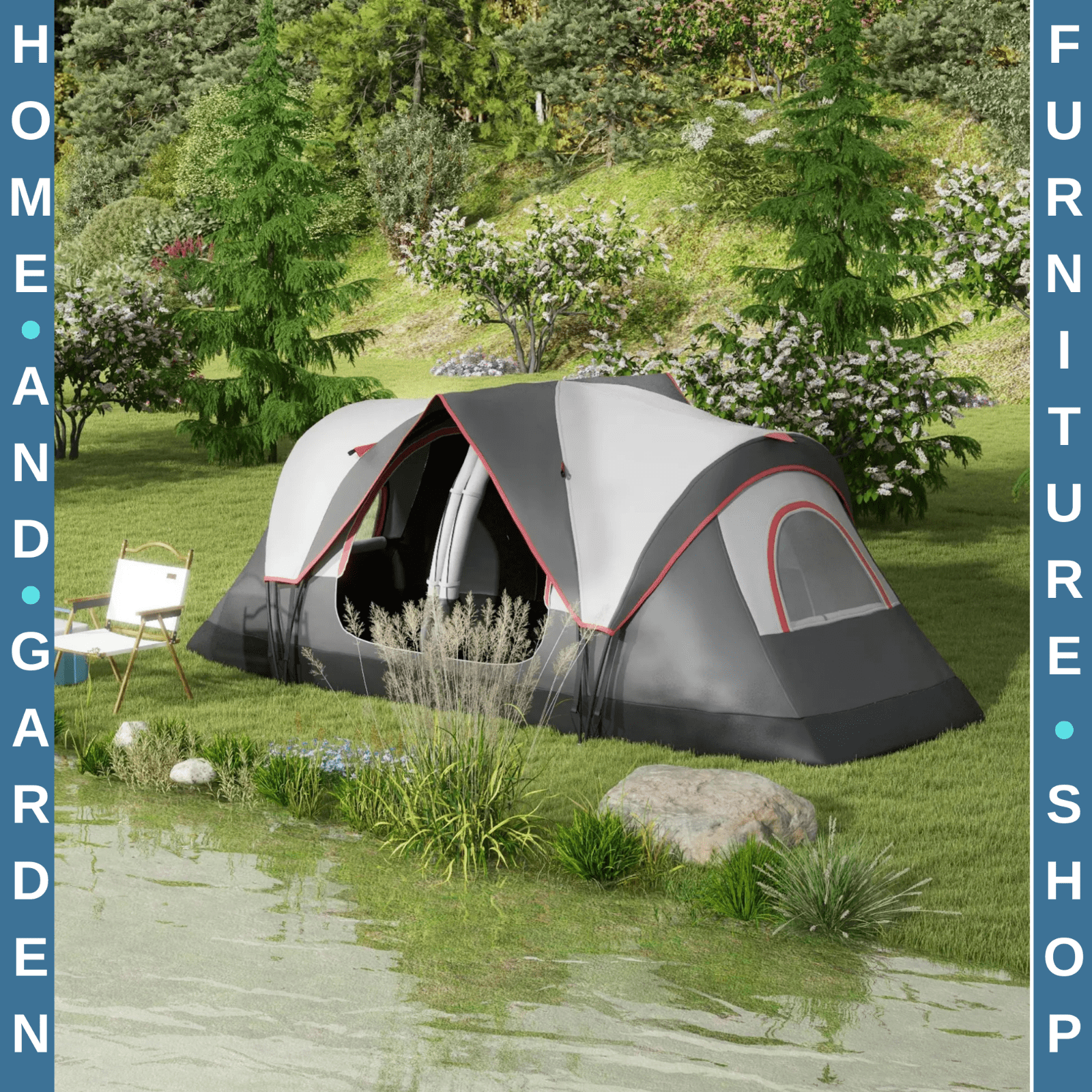 Camping Tent for 6 to 8 People with 2000mm Waterproof Rainfly and Bag for Hiking - Home and Garden Furniture Shop - rustic - furniture