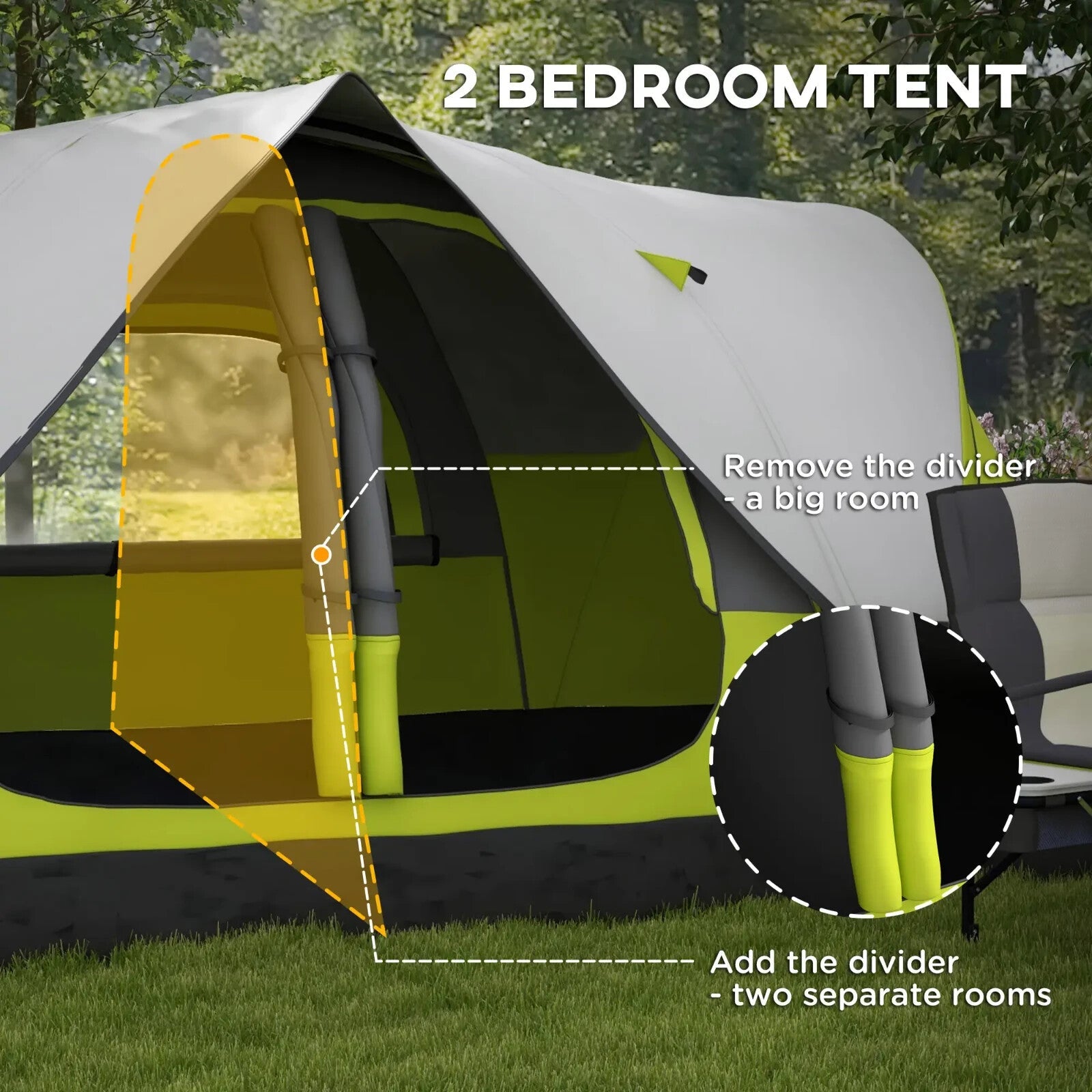 Camping Tent for 6 to 8 People with 2000mm Waterproof Rainfly and Bag for Hiking - Home and Garden Furniture Shop - rustic - furniture