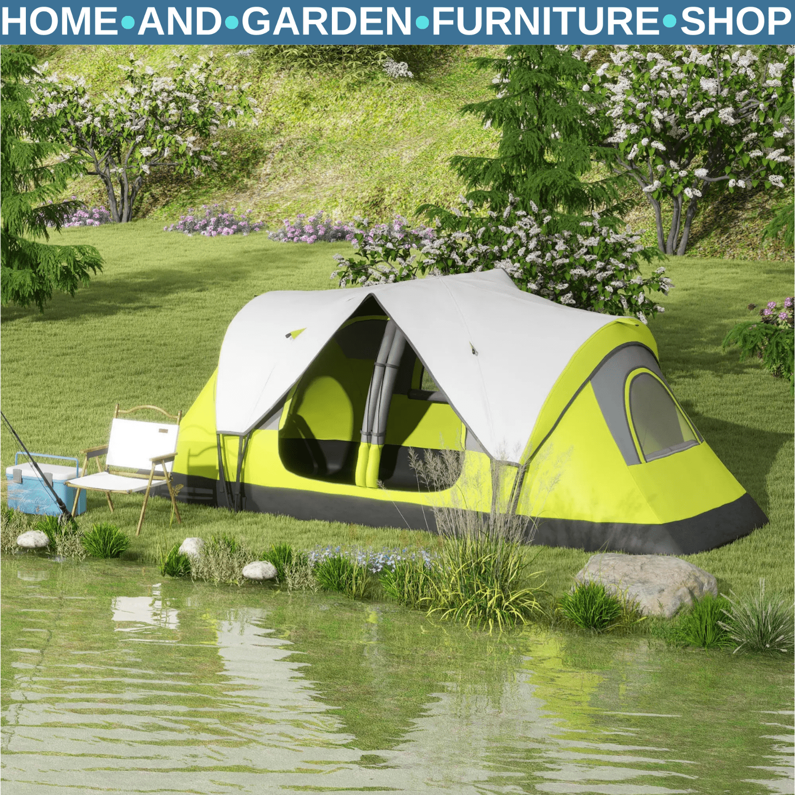 Camping Tent for 6 to 8 People with 2000mm Waterproof Rainfly and Bag for Hiking - Home and Garden Furniture Shop - rustic - furniture