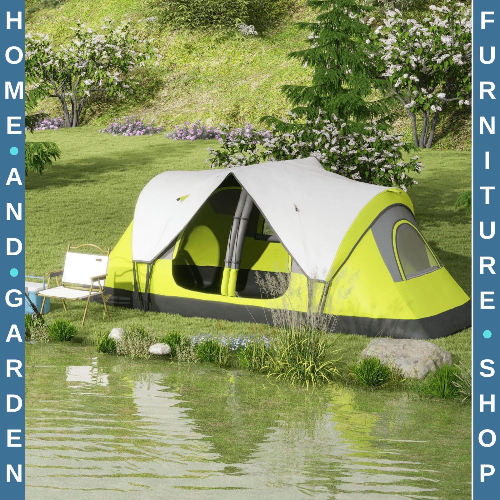 Camping Tent for 6 to 8 People with 2000mm Waterproof Rainfly and Bag for Hiking - Home and Garden Furniture Shop - rustic - furniture