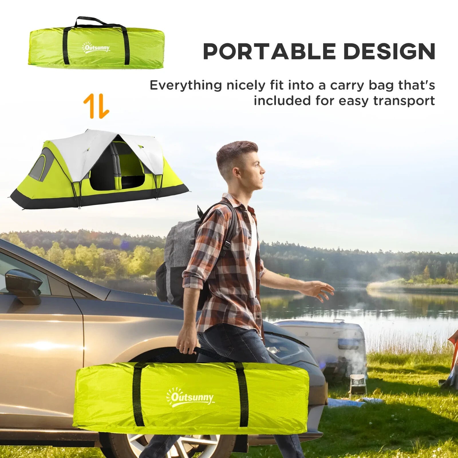 Camping Tent for 6 to 8 People with 2000mm Waterproof Rainfly and Bag for Hiking - Home and Garden Furniture Shop - rustic - furniture