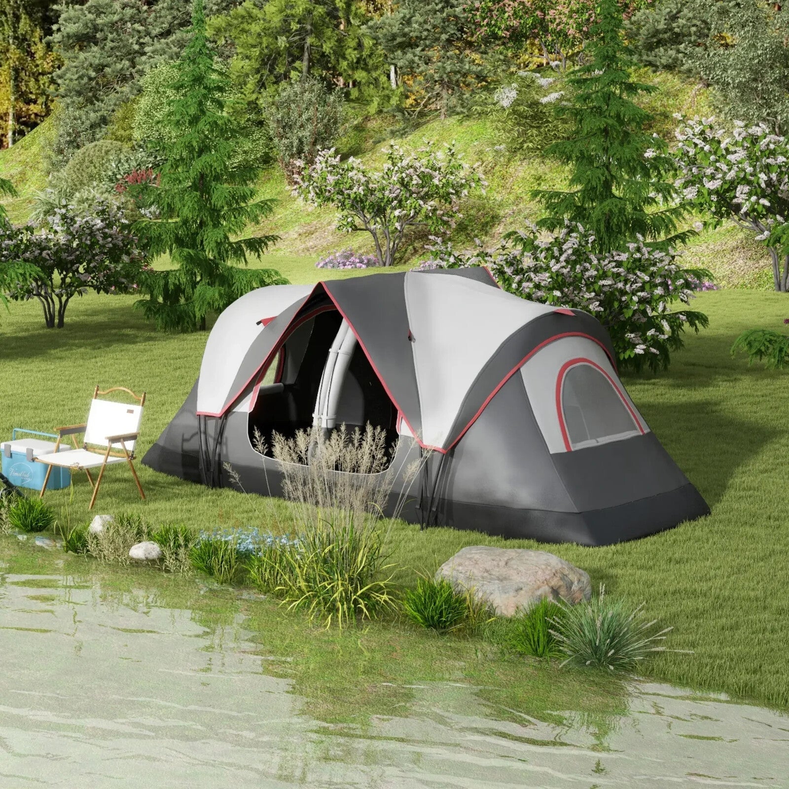 Camping Tent for 6 to 8 People with 2000mm Waterproof Rainfly and Bag for Hiking - Home and Garden Furniture Shop - rustic - furniture