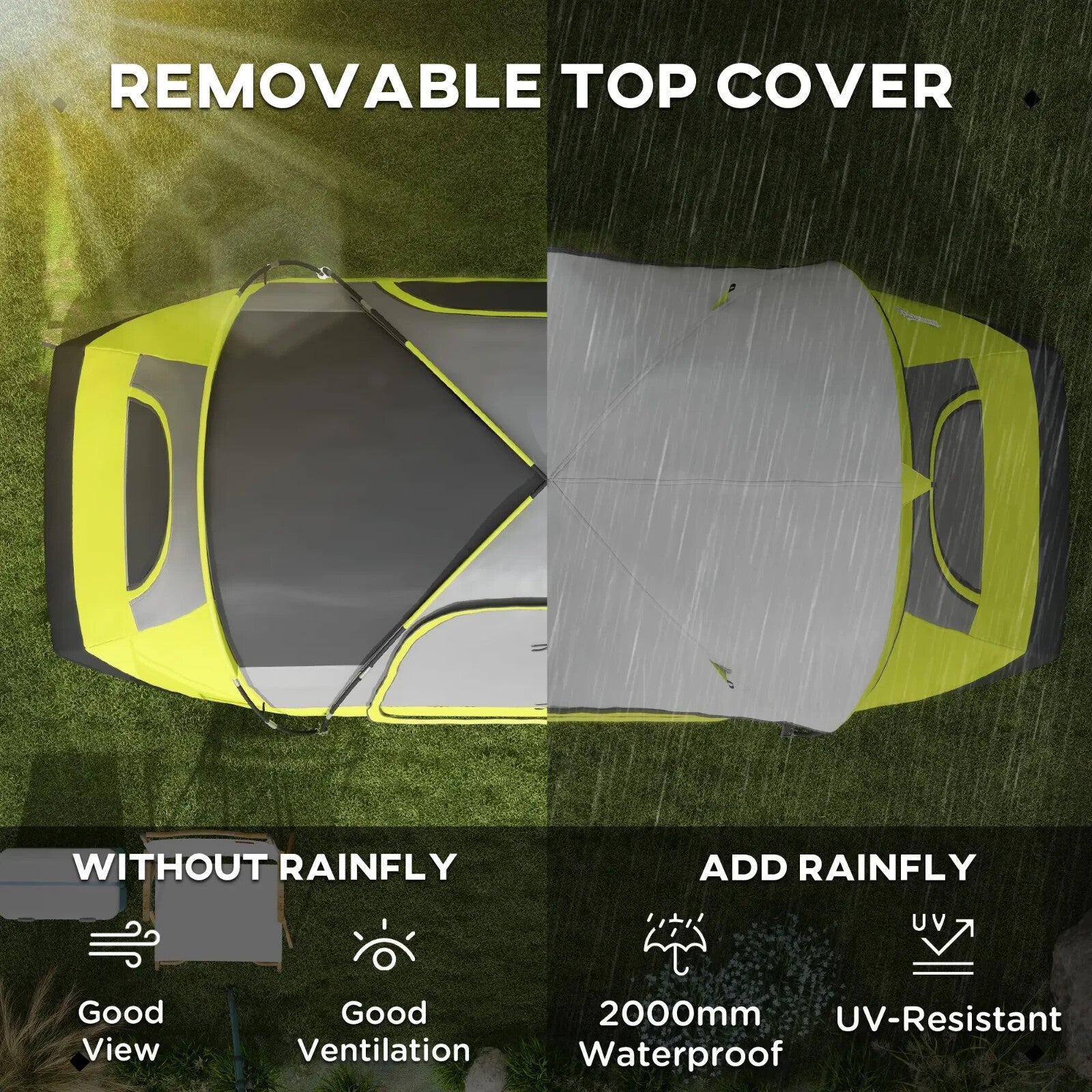 Camping Tent for 6 to 8 People with 2000mm Waterproof Rainfly and Bag for Hiking - Home and Garden Furniture Shop - rustic - furniture