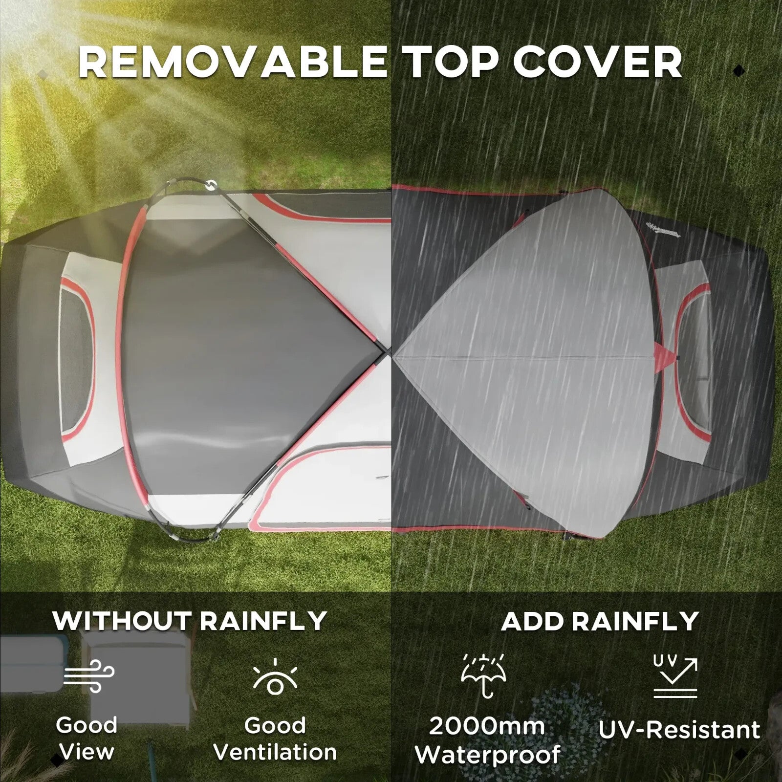 Camping Tent for 6 to 8 People with 2000mm Waterproof Rainfly and Bag for Hiking - Home and Garden Furniture Shop - rustic - furniture