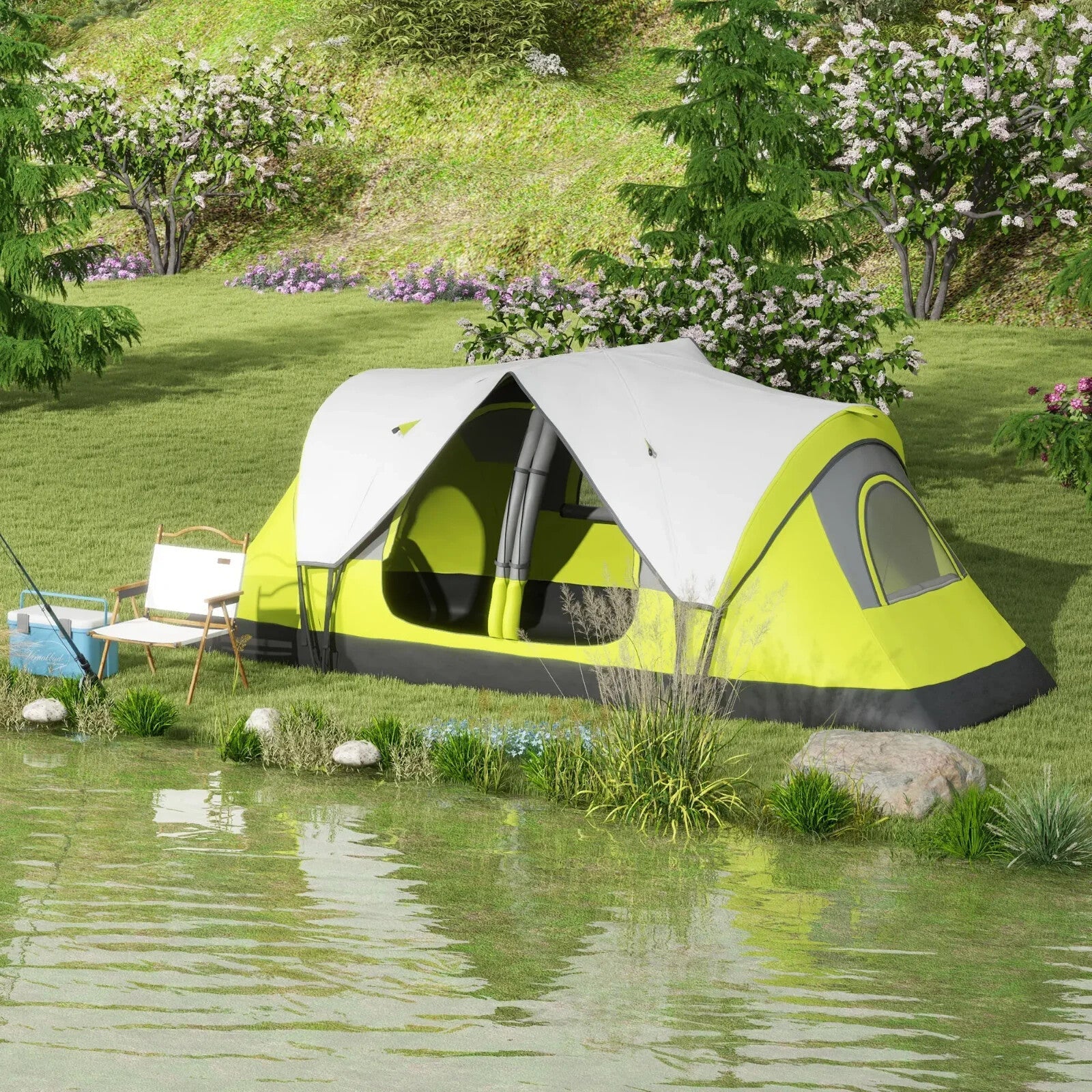 Camping Tent for 6 to 8 People with 2000mm Waterproof Rainfly and Bag for Hiking - Home and Garden Furniture Shop - rustic - furniture