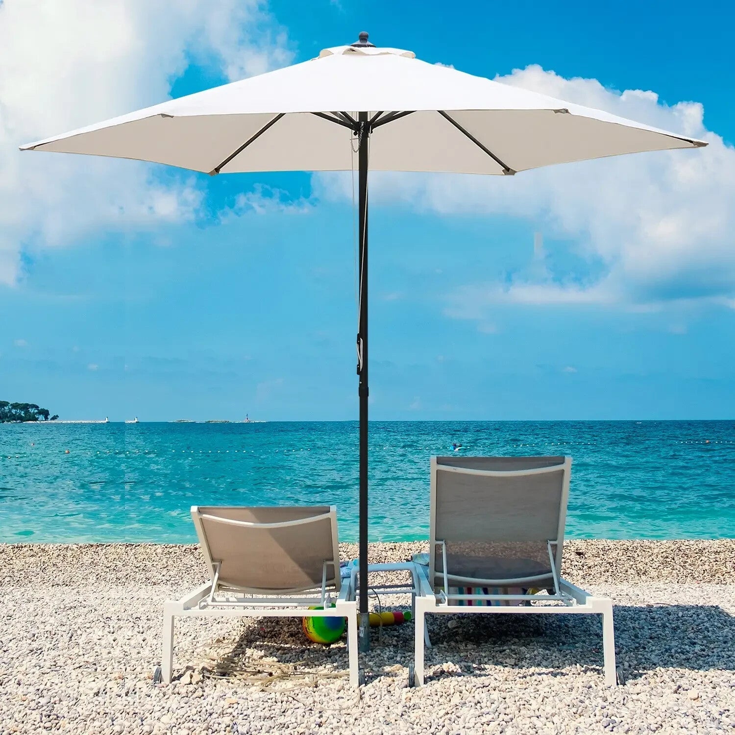 Cantilever Umbrella Parasol Canopy foldable Stand Weather - Resistant Off - White - Home and Garden Furniture Shop - rustic - furniture
