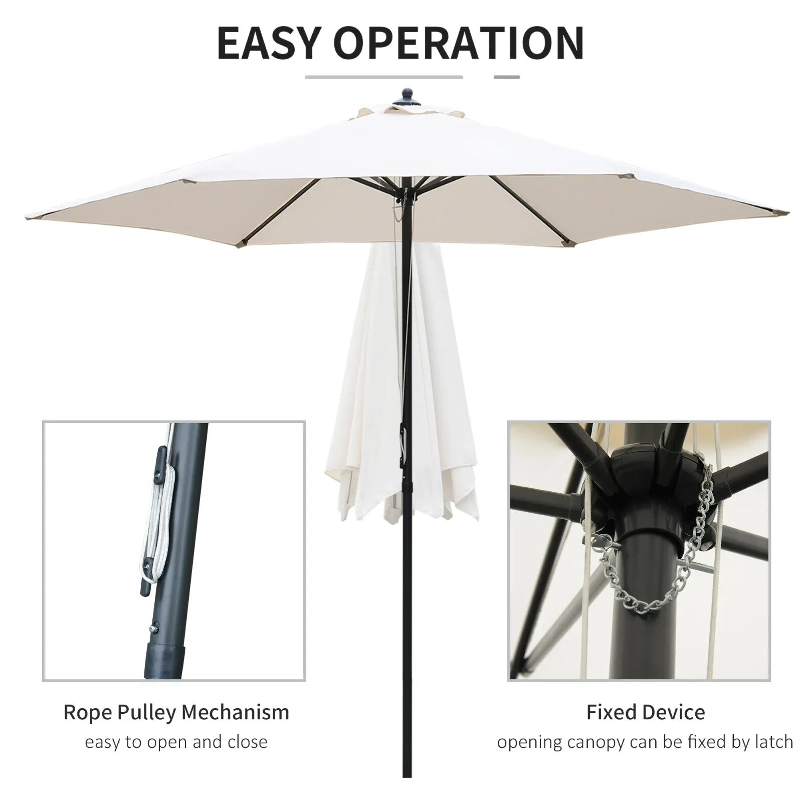 Cantilever Umbrella Parasol Canopy foldable Stand Weather - Resistant Off - White - Home and Garden Furniture Shop - rustic - furniture