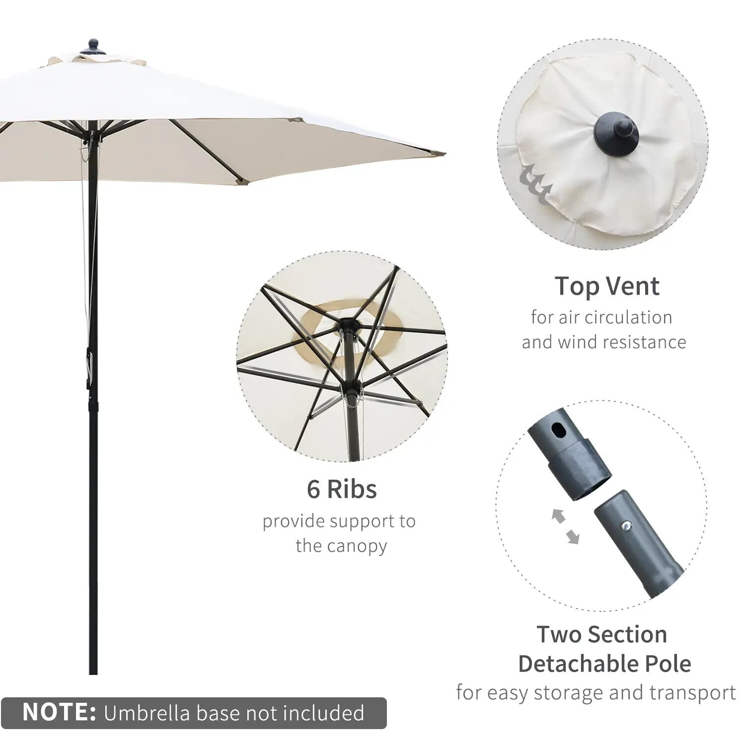 Cantilever Umbrella Parasol Canopy foldable Stand Weather - Resistant Off - White - Home and Garden Furniture Shop - rustic - furniture