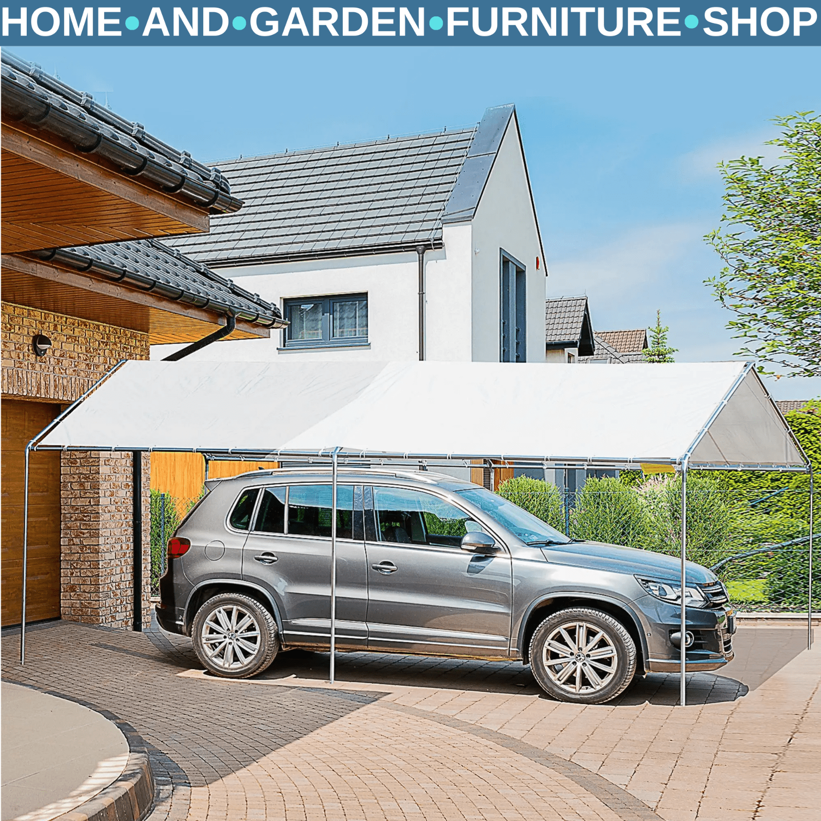 Carport Garage Shelter Polyethylene Canopy Tent UV Resistant Waterproof White - Home and Garden Furniture Shop - rustic - furniture