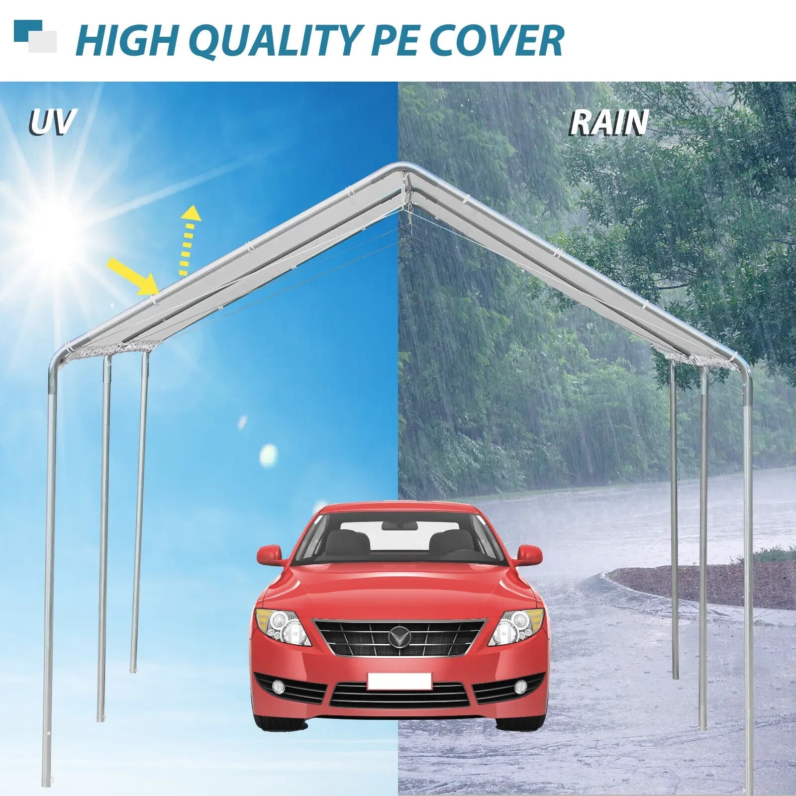 Carport Garage Shelter Polyethylene Canopy Tent UV Resistant Waterproof White - Home and Garden Furniture Shop - rustic - furniture