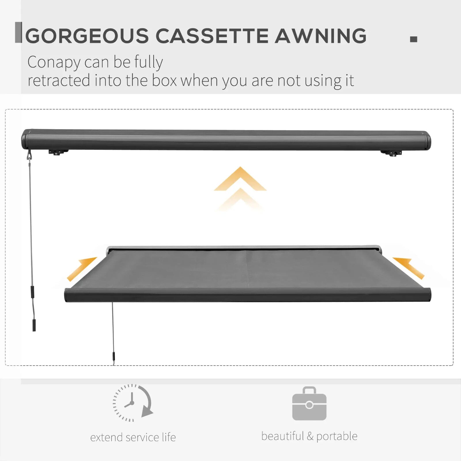 Cassette Electric Manual Awning Automatic Retractable Canopy w/ Remote 300x250cm - Home and Garden Furniture Shop - rustic - furniture