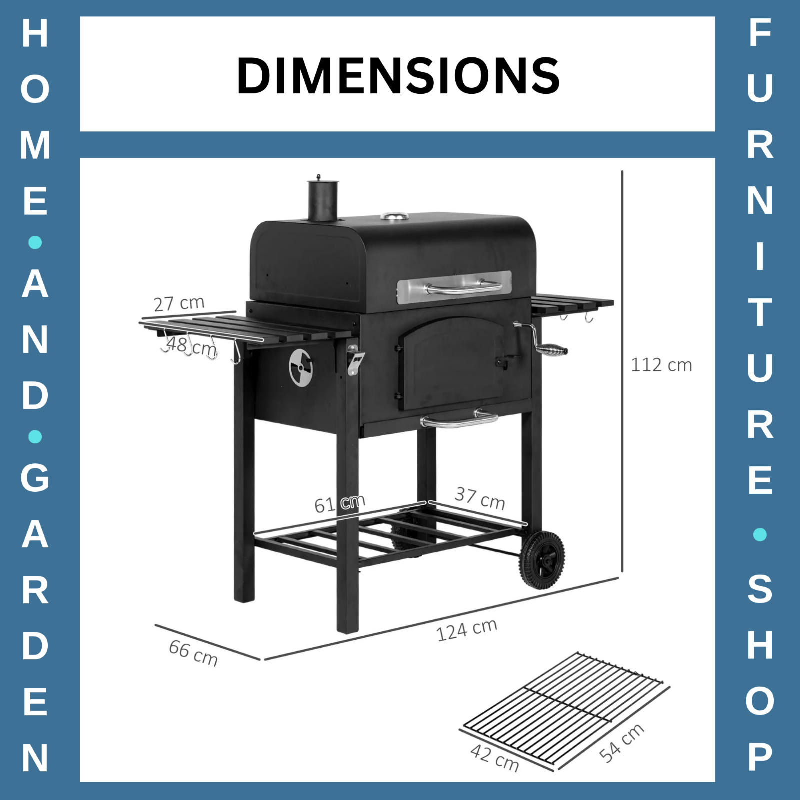 Charcoal Barbecue Grill Trolley Smoker with Adjustable Shelves & Lid Thermometer - Home and Garden Furniture Shop - rustic - furniture