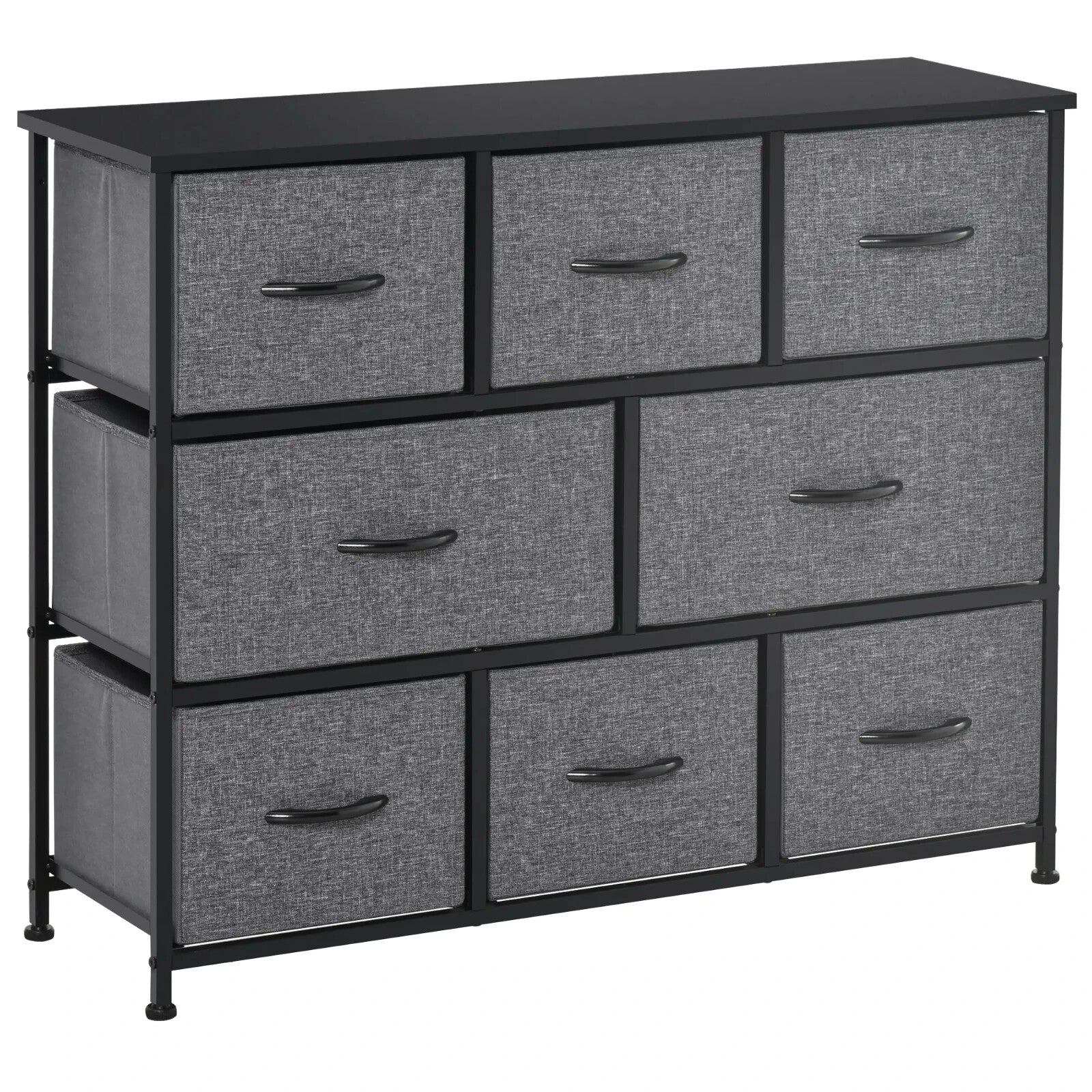Chest of Drawers 8 Foldable Storage Unit Powder Coated Steel Frame Dark Grey - Home and Garden Furniture Shop - rustic - furniture