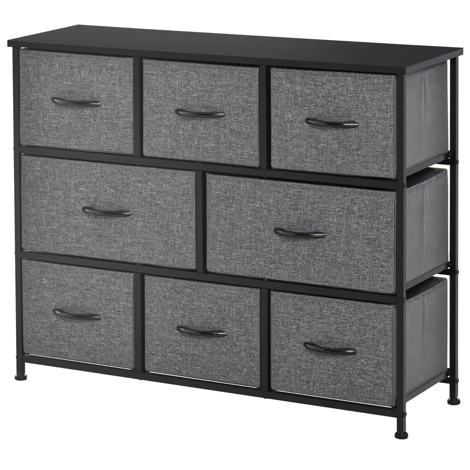 Chest of Drawers 8 Foldable Storage Unit Powder Coated Steel Frame Dark Grey - Home and Garden Furniture Shop - rustic - furniture