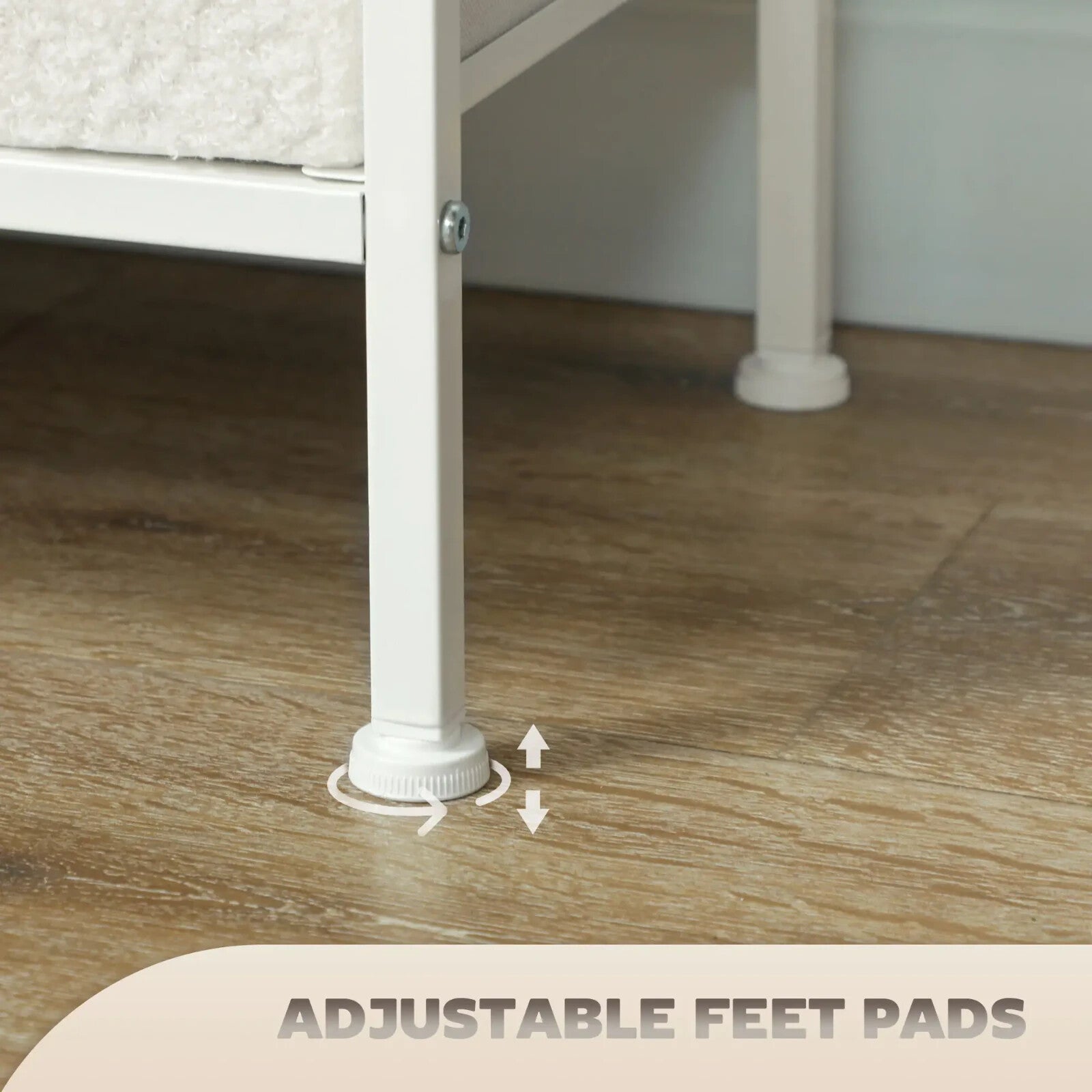 Chest of Drawers Boucle Alloy Steel Frame With Charging Station Cream White - Home and Garden Furniture Shop - rustic - furniture