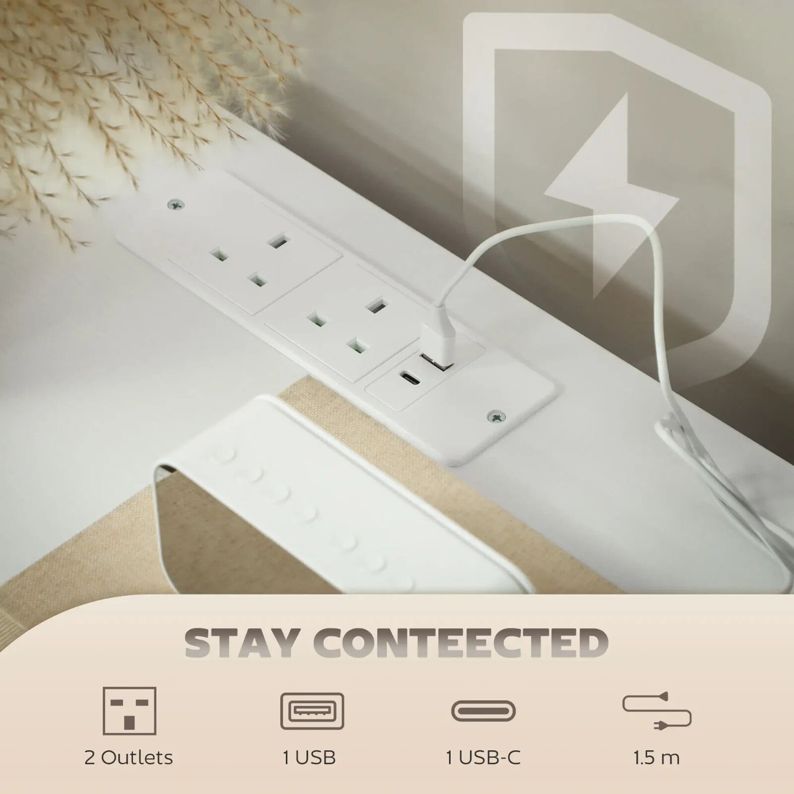 Chest of Drawers Boucle Alloy Steel Frame With Charging Station Cream White - Home and Garden Furniture Shop - rustic - furniture