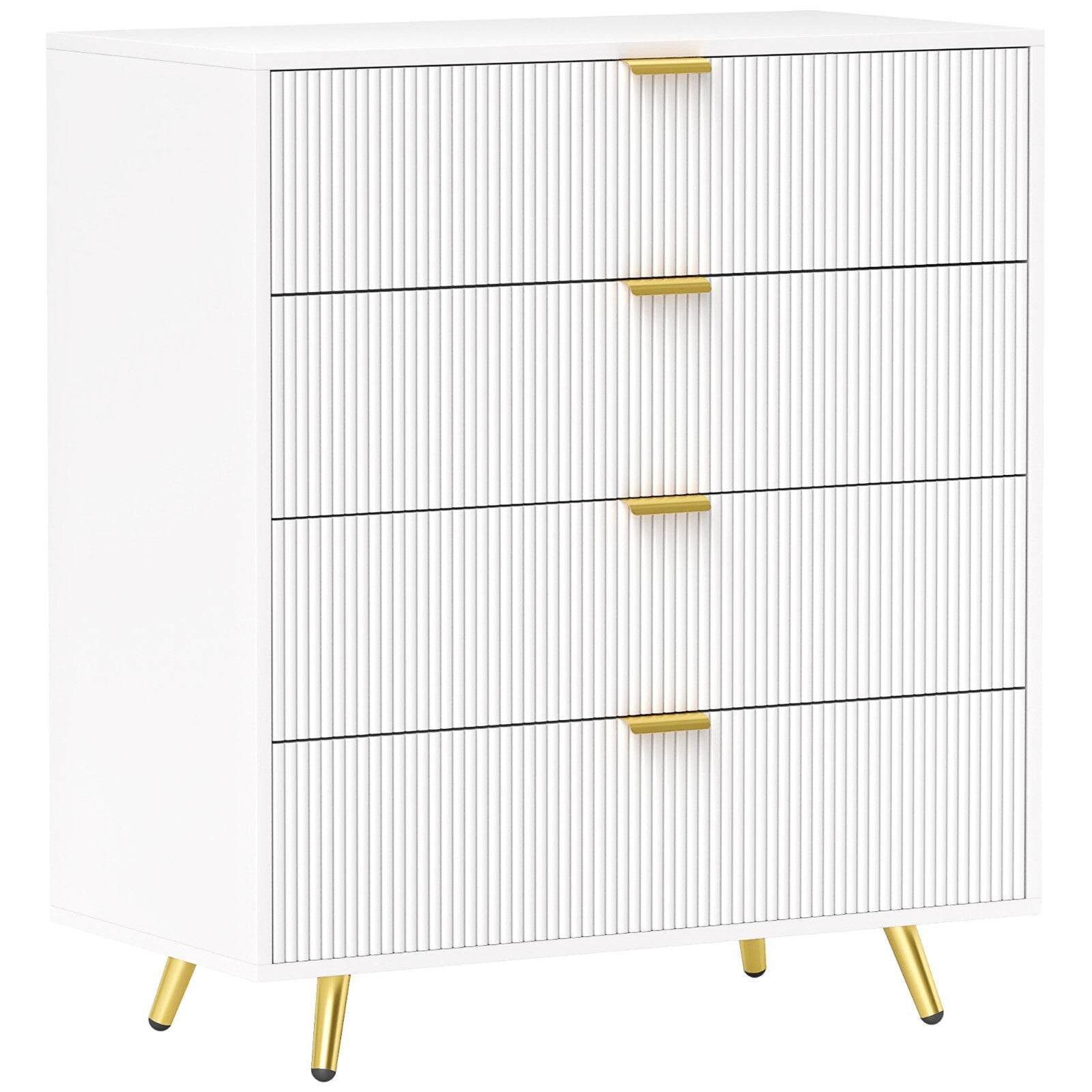 Chest of Drawers White 4 Drawer Chest Drawers Bedroom Storage Art Deco Gold Legs - Home and Garden Furniture Shop - rustic - furniture