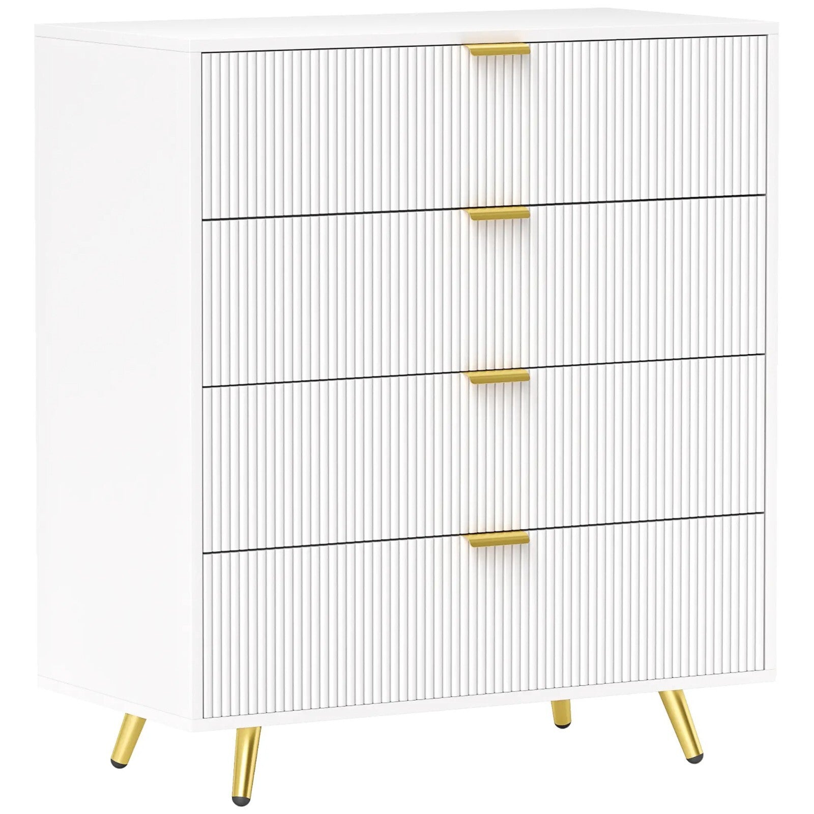 Chest of Drawers White 4 Drawer Chest Drawers Bedroom Storage Art Deco Gold Legs - Home and Garden Furniture Shop - rustic - furniture
