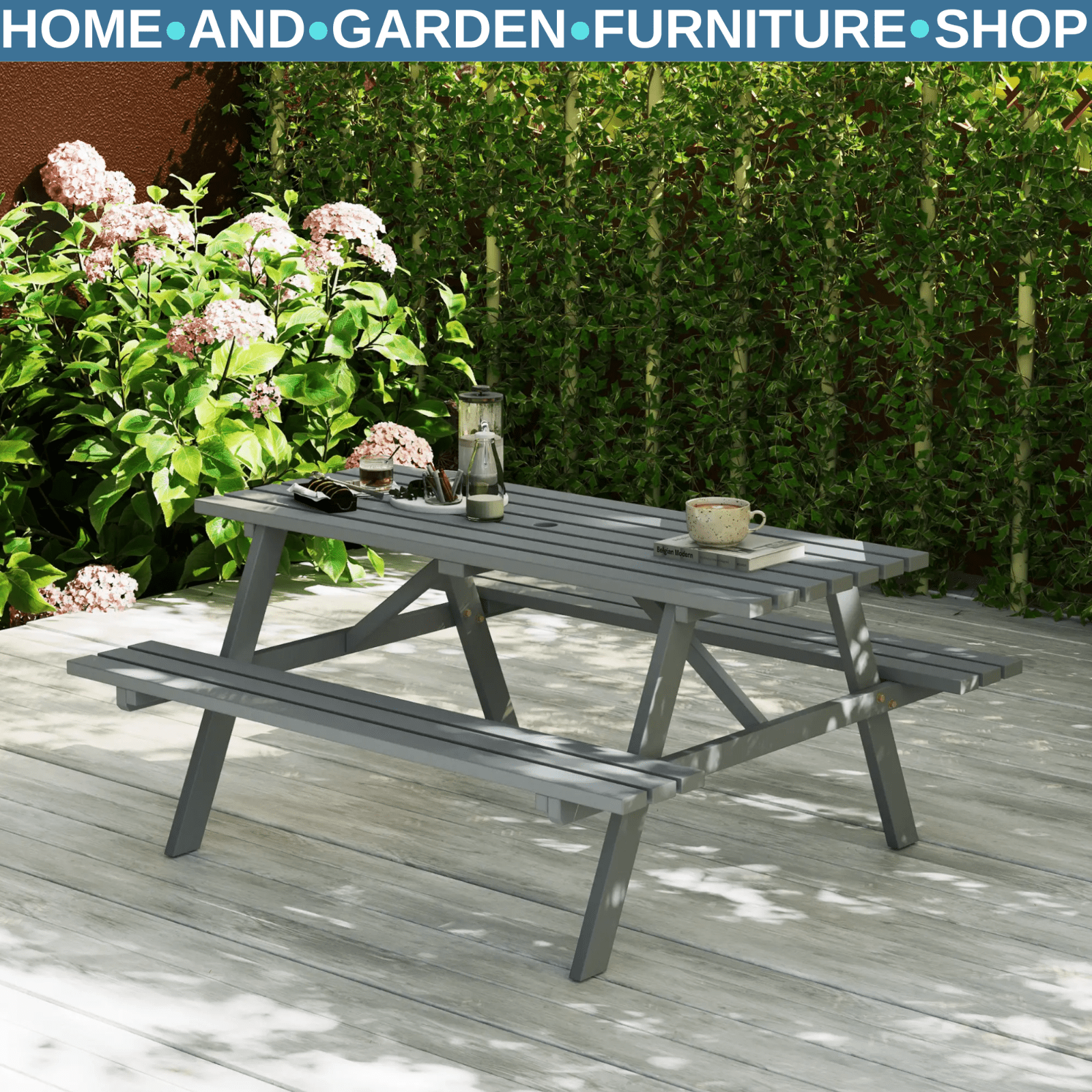 Classic Wooden Pub Bench Picnic Table Outdoor Beer Garden Patio 4 Seater Chair - Home and Garden Furniture Shop - rustic - furniture