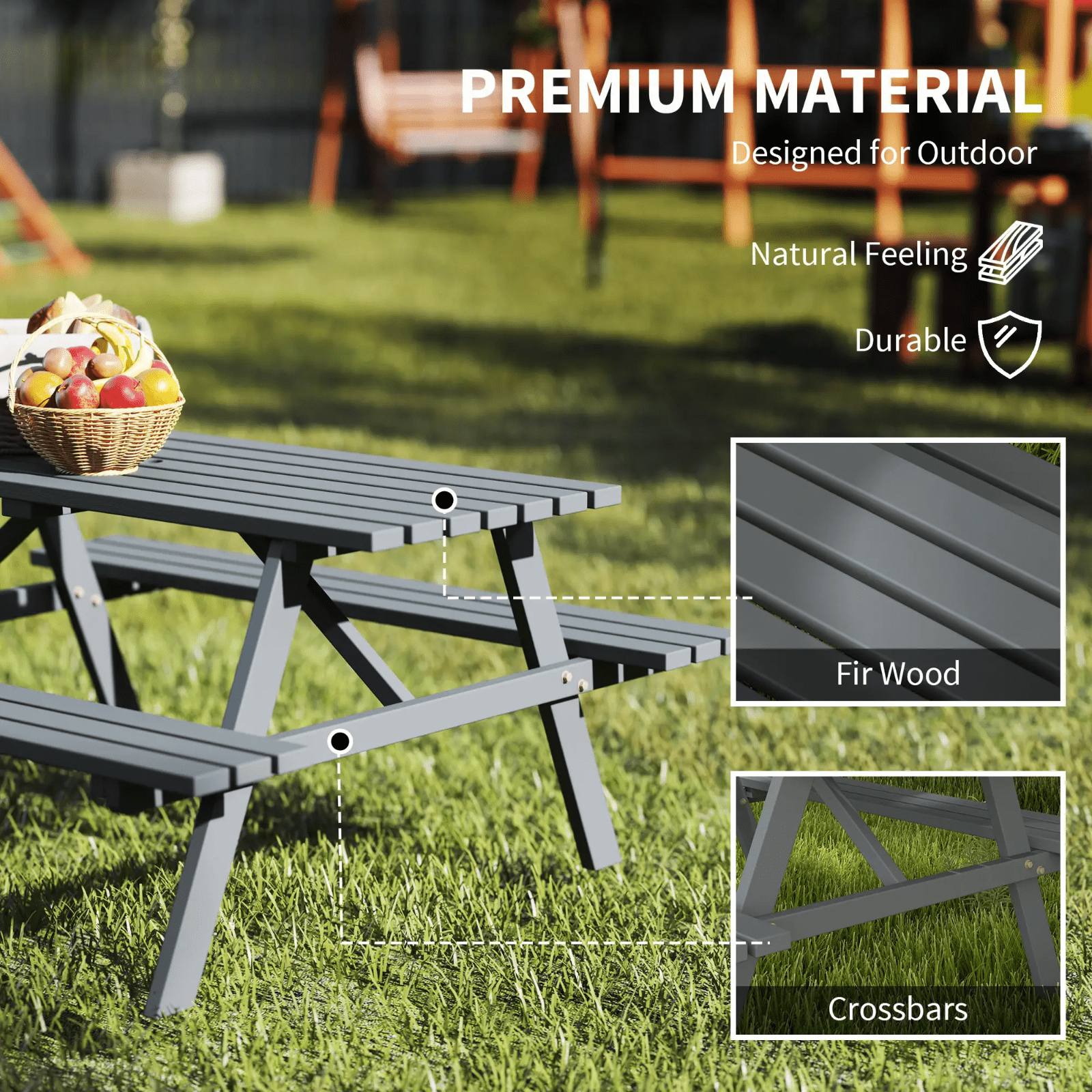 Classic Wooden Pub Bench Picnic Table Outdoor Beer Garden Patio 4 Seater Chair - Home and Garden Furniture Shop - rustic - furniture