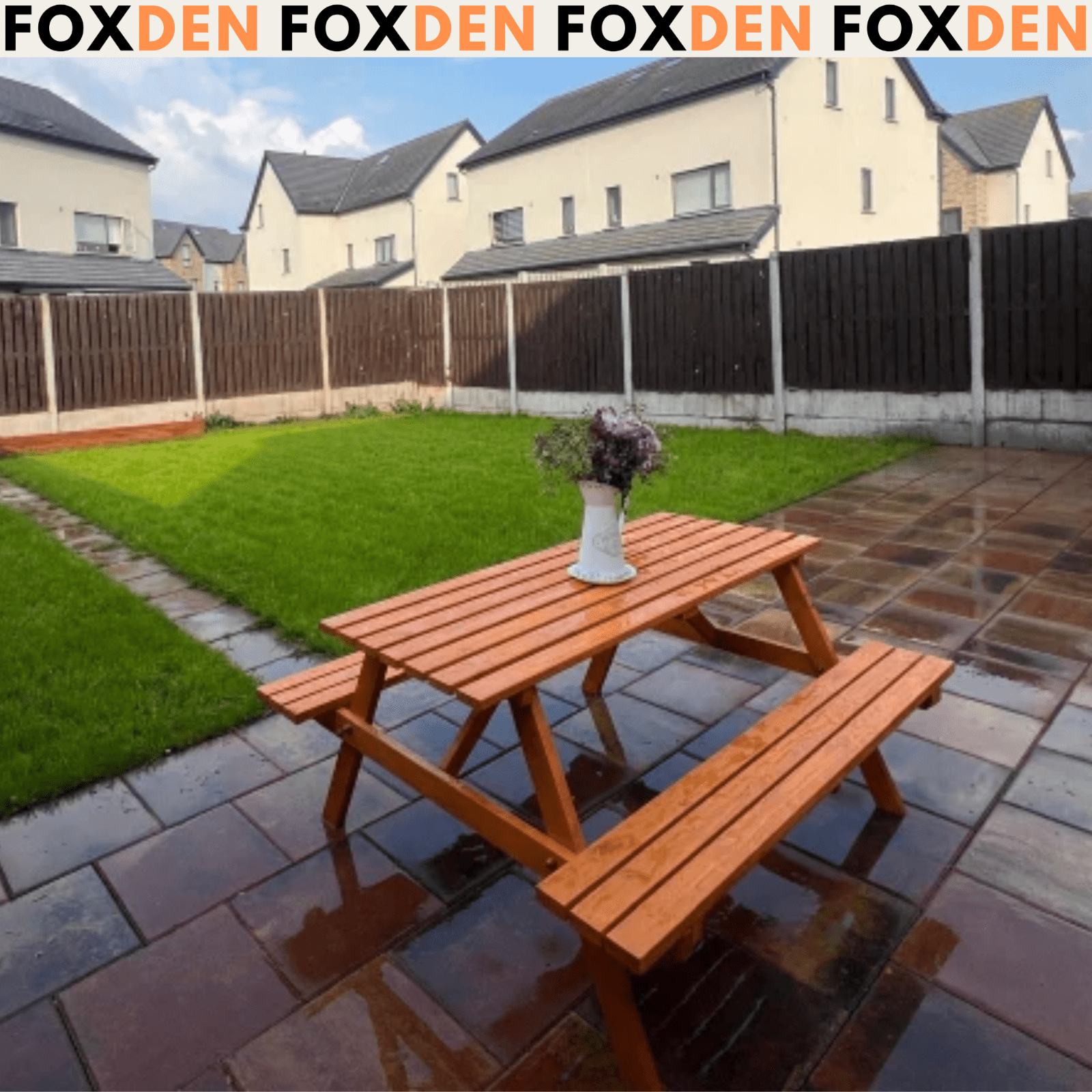 Classic Wooden Pub Picnic Table Bench Outdoor Beer Garden Patio 4 Seater Chair - Home and Garden Furniture Shop - rustic - furniture