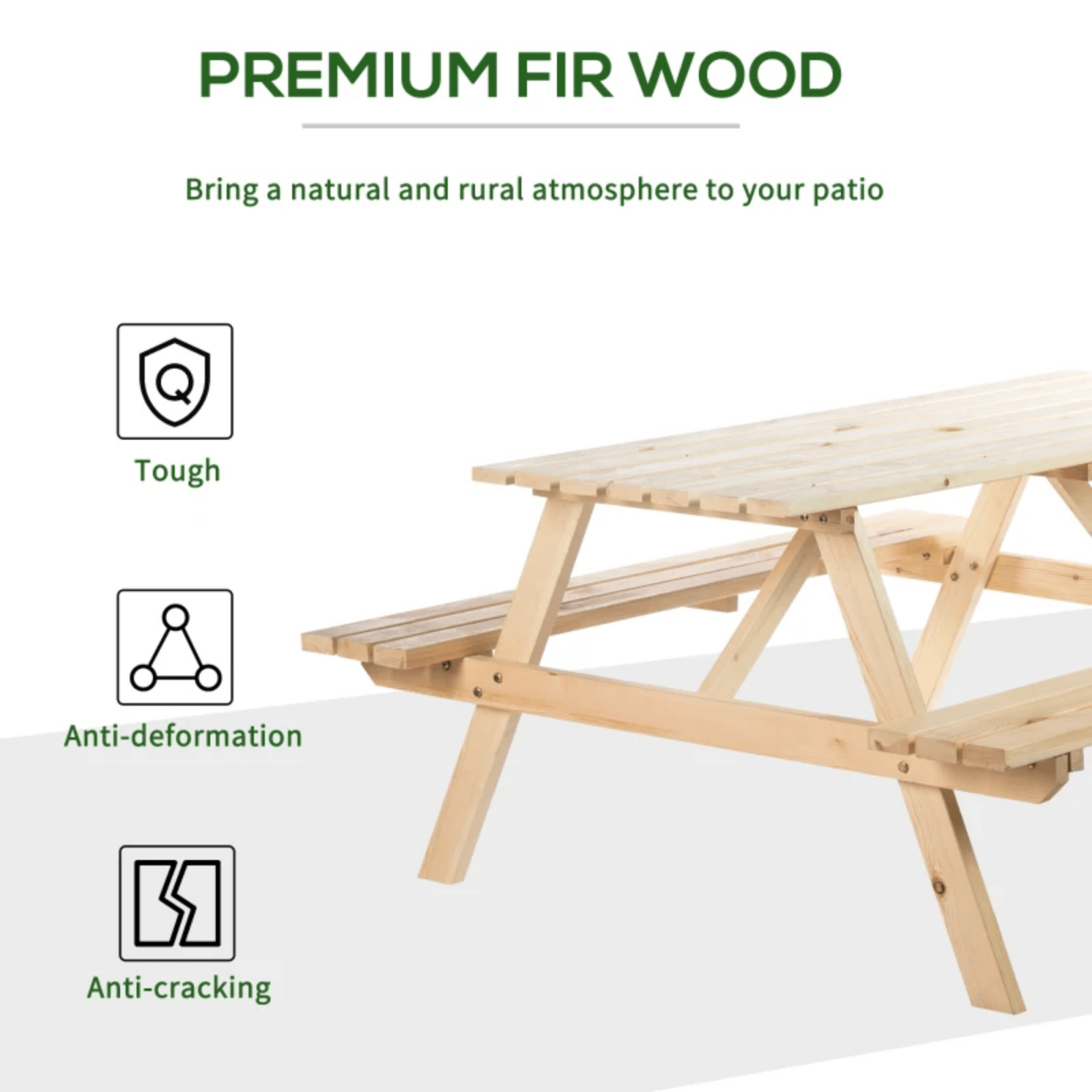 Classic Wooden Pub Picnic Table Bench Outdoor Beer Garden Patio 4 Seater Chair - Home and Garden Furniture Shop - rustic - furniture