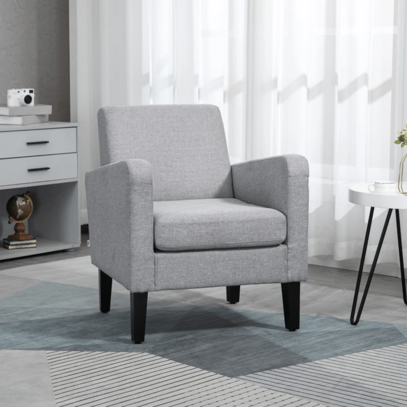 Comfy Modern Armchair Accent Chair with Rubber Wood Legs for Bedroom Light Grey - Home and Garden Furniture Shop - #rustic - furniture#