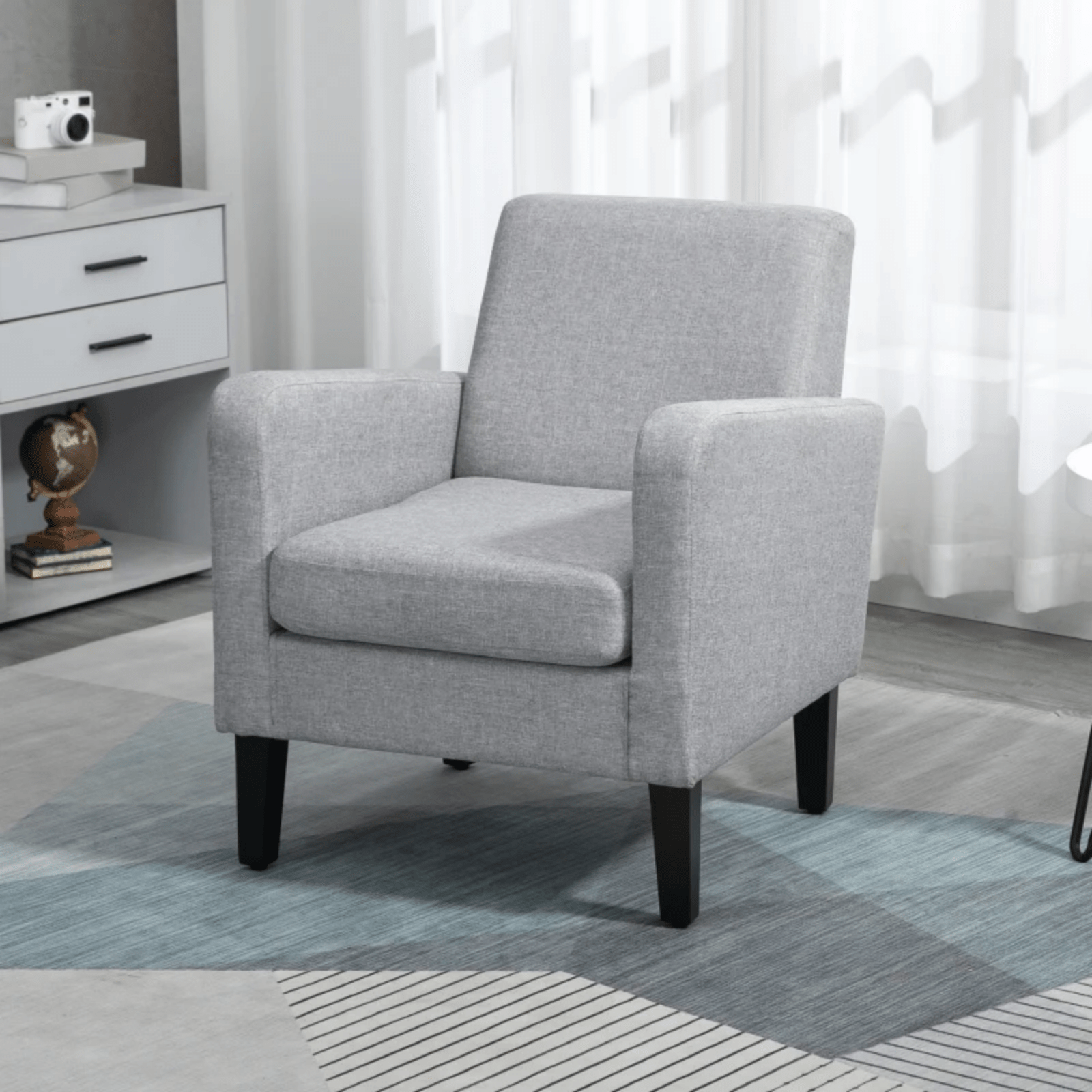 Comfy Modern Armchair Accent Chair with Rubber Wood Legs for Bedroom Light Grey - Home and Garden Furniture Shop - #rustic - furniture#