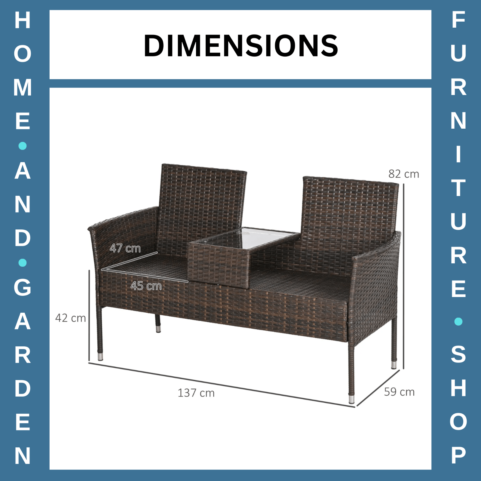 Companion Love Seat 2 - Seater Garden Furniture Wicker wih Glass Top Table Brown - Home and Garden Furniture Shop - rustic - furniture