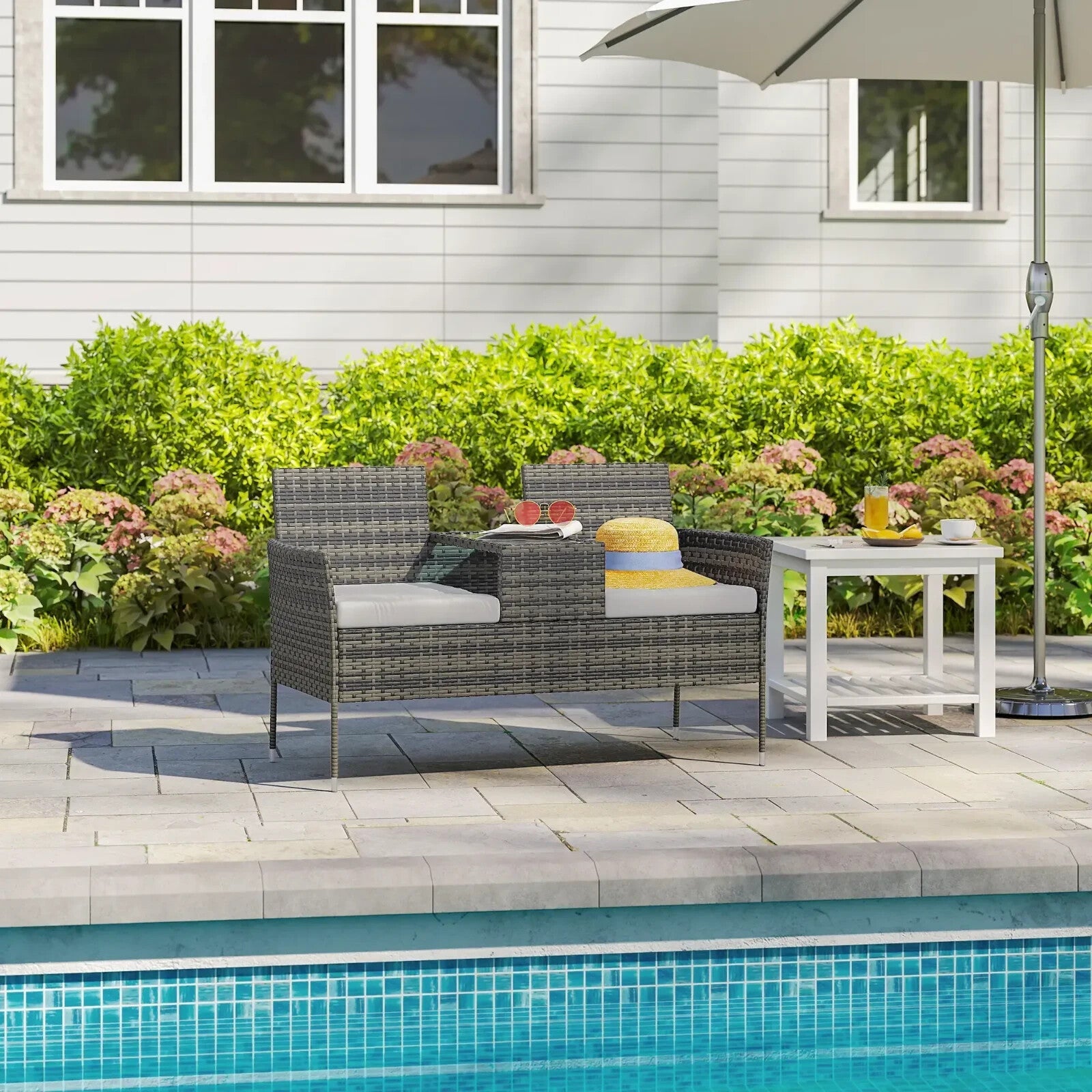 Companion Love Seat Garden Furniture Powder - Coated Rust - Resistant Charcoal Grey - Home and Garden Furniture Shop - rustic - furniture