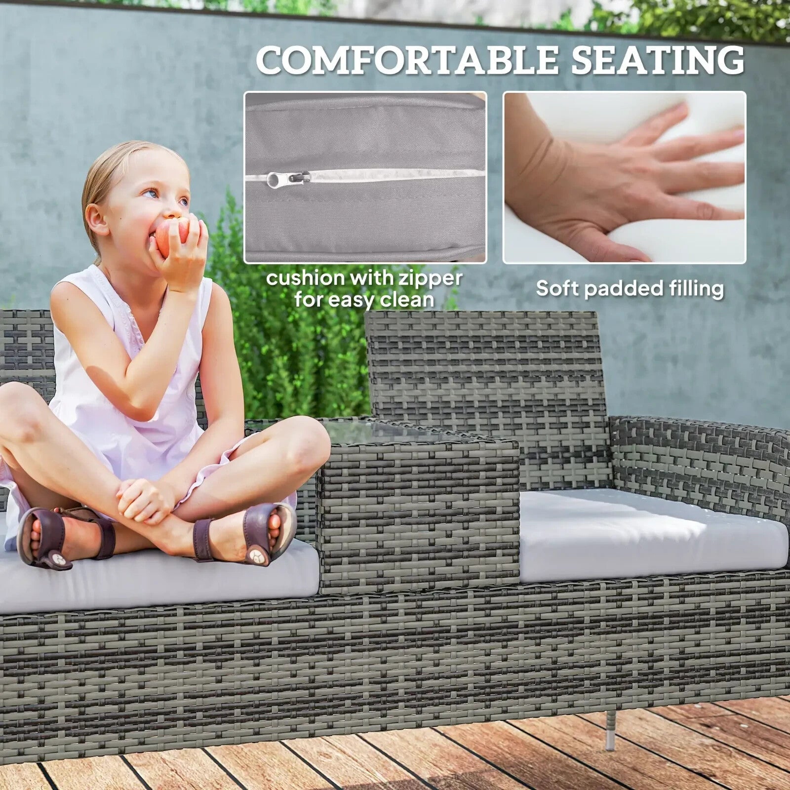 Companion Love Seat Garden Furniture Powder - Coated Rust - Resistant Charcoal Grey - Home and Garden Furniture Shop - rustic - furniture