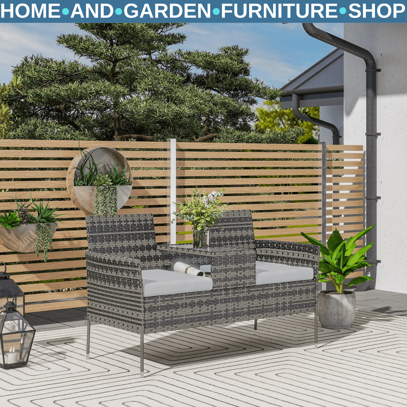 Companion Love Seat Garden Furniture Powder - Coated Rust - Resistant Charcoal Grey - Home and Garden Furniture Shop - rustic - furniture