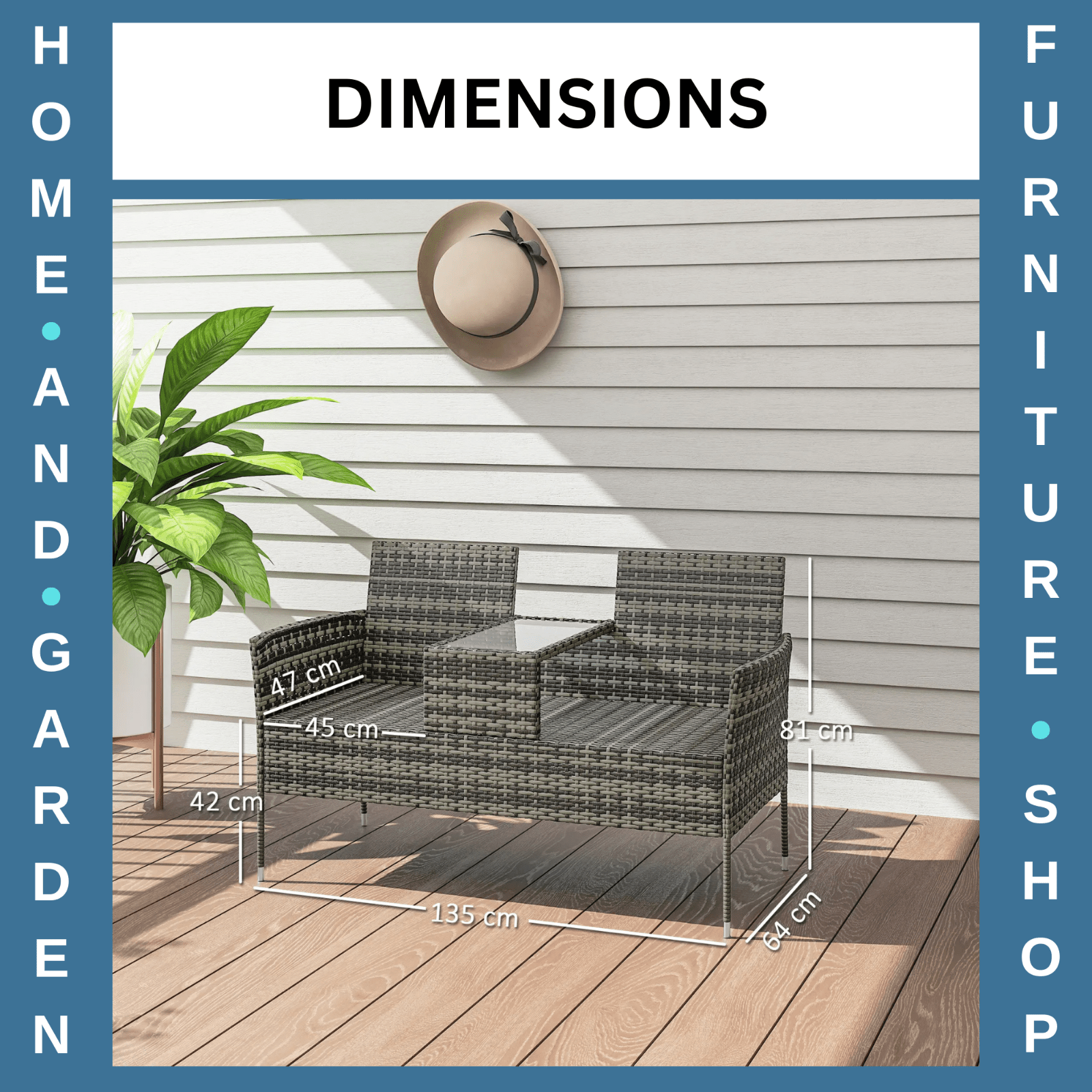 Companion Love Seat Garden Furniture Powder - Coated Rust - Resistant Charcoal Grey - Home and Garden Furniture Shop - rustic - furniture