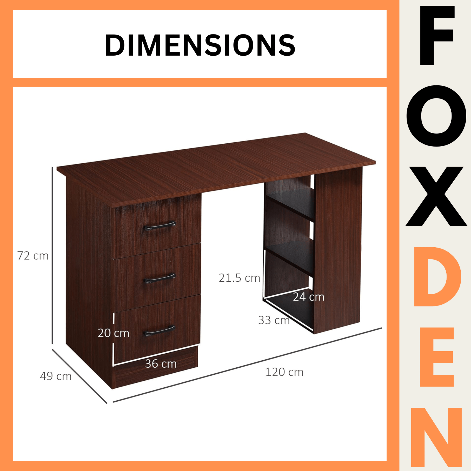 Computer Desk with Drawers Shelves PC Desk Organiser Workstation Writing Table - Home and Garden Furniture Shop - rustic - furniture