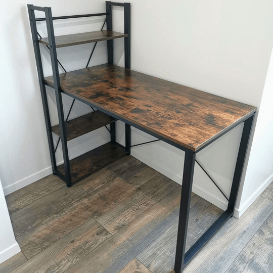 Computer Desk with Shelves Wooden Writing Desk Workstation Home Office Study NEW - Home and Garden Furniture Shop - rustic - furniture