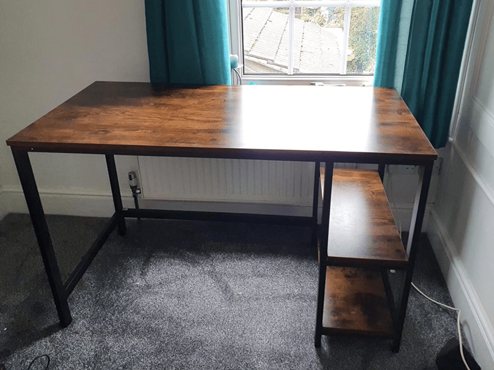 Computer Desk With Shelves Writing Study Table Storage Wooden Desk Home Office - Home and Garden Furniture Shop - rustic - furniture