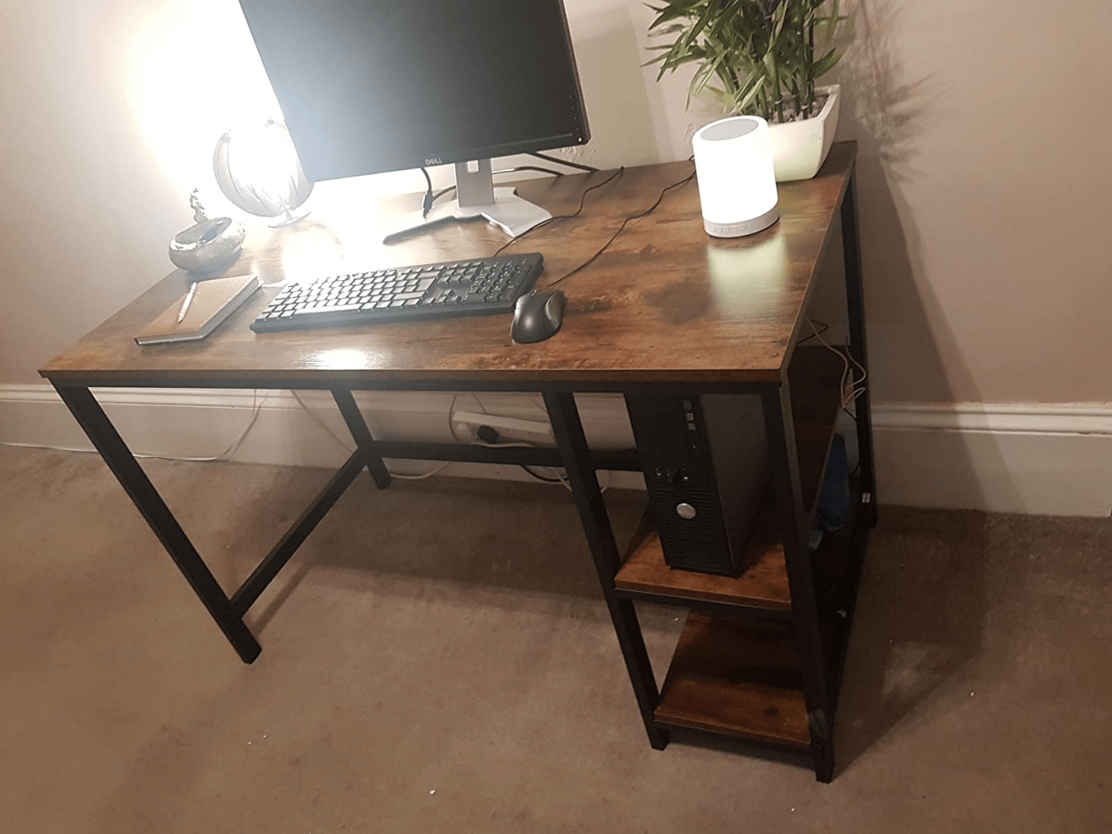 Computer Desk With Shelves Writing Study Table Storage Wooden Desk Home Office - Home and Garden Furniture Shop - rustic - furniture