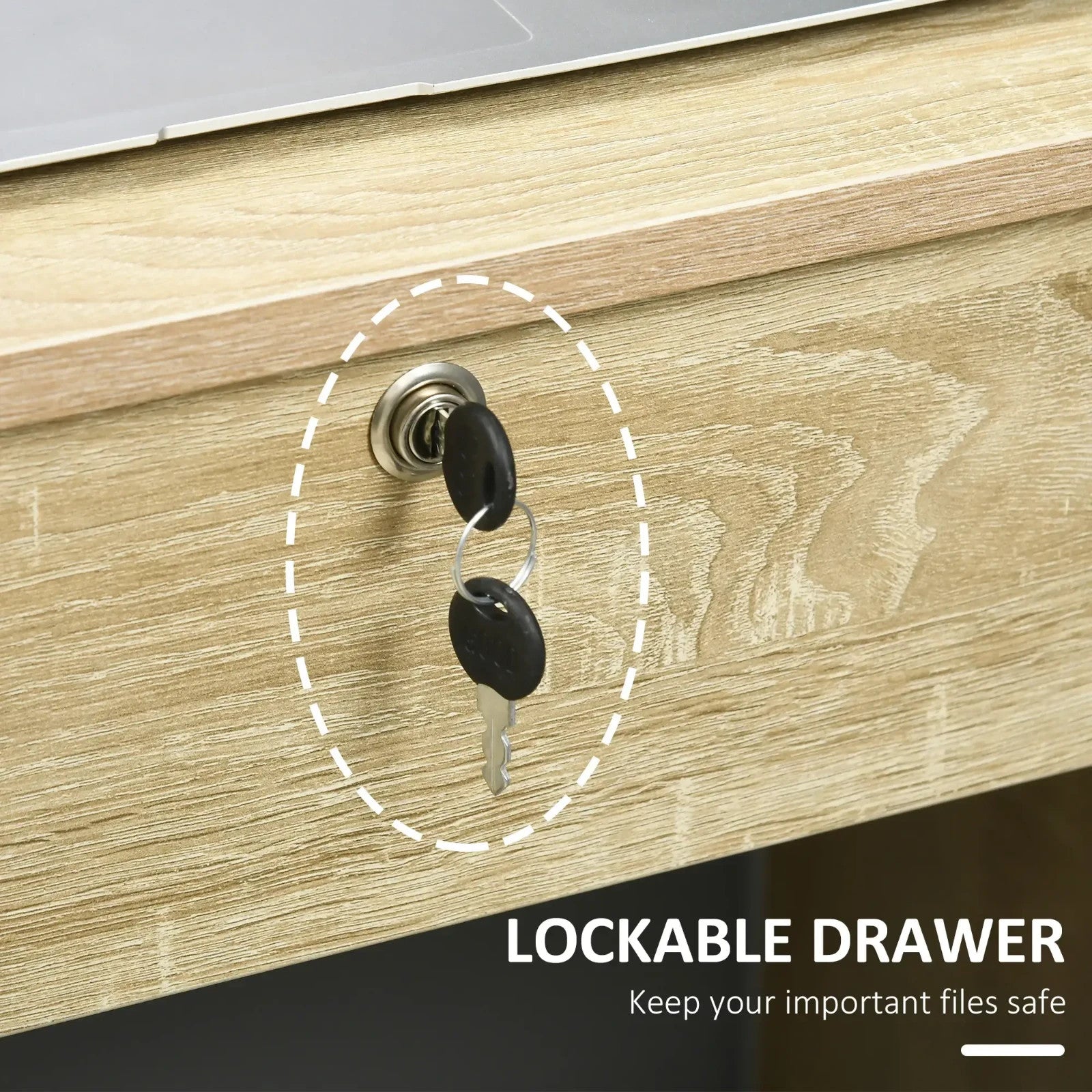 Computer Work Desk Home Office Writing Table with Lockable Drawer for Study - Home and Garden Furniture Shop - rustic - furniture