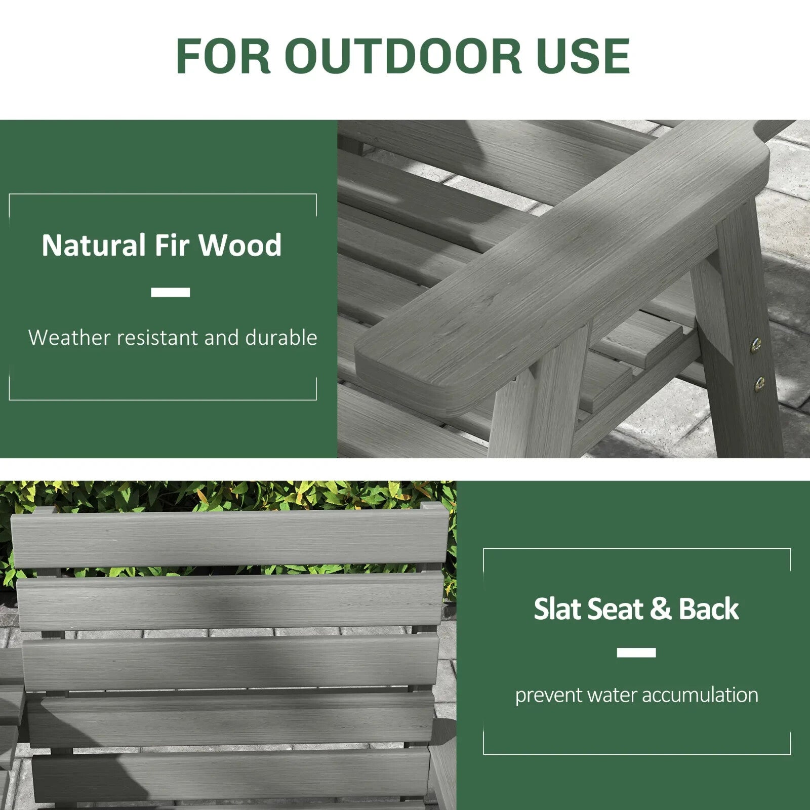 Convertible 2 to 3 Seater Wooden Outdoor Garden Bench for Patio or Backyard Grey - Home and Garden Furniture Shop - rustic - furniture