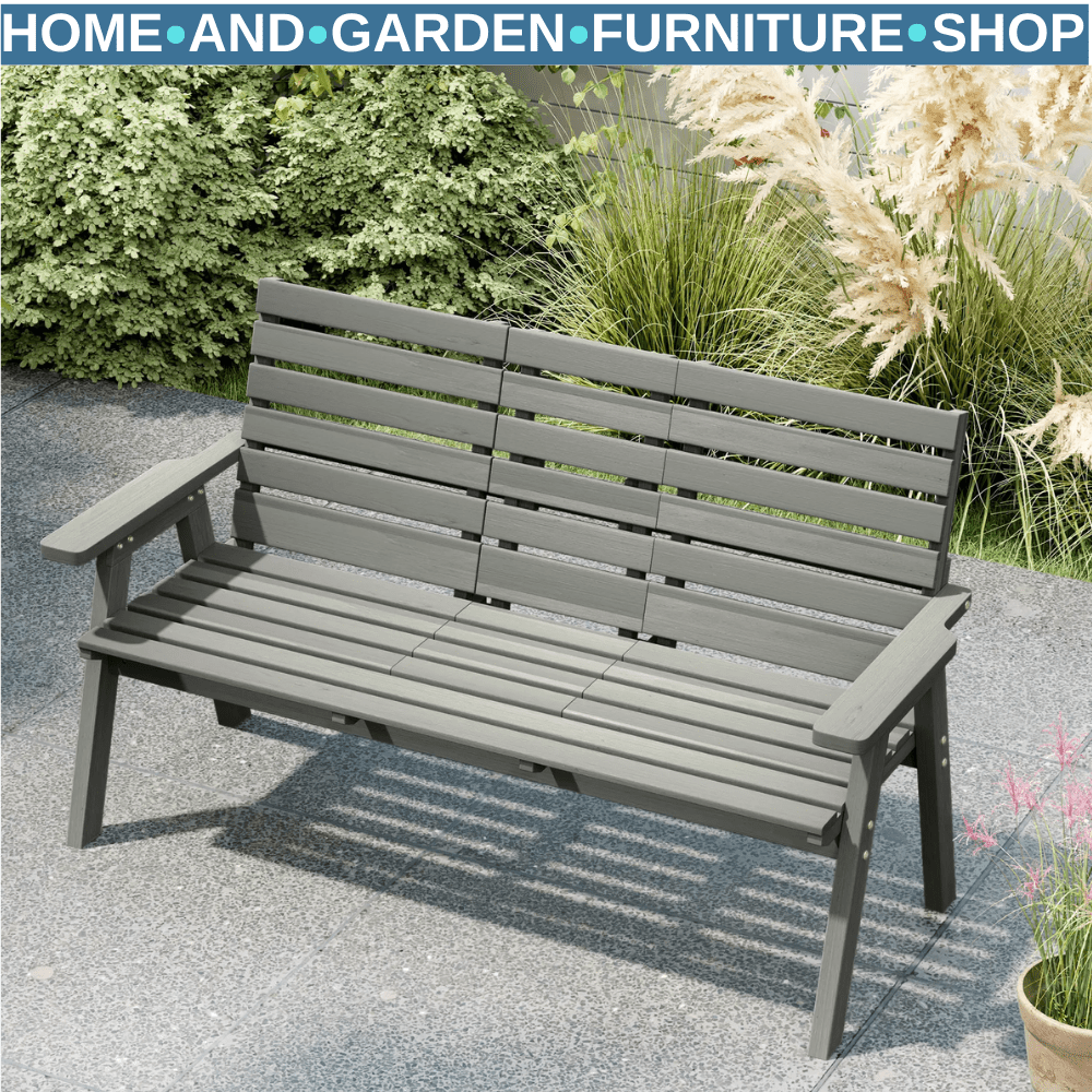 Convertible 2 to 3 Seater Wooden Outdoor Garden Bench for Patio or Backyard Grey - Home and Garden Furniture Shop - rustic - furniture