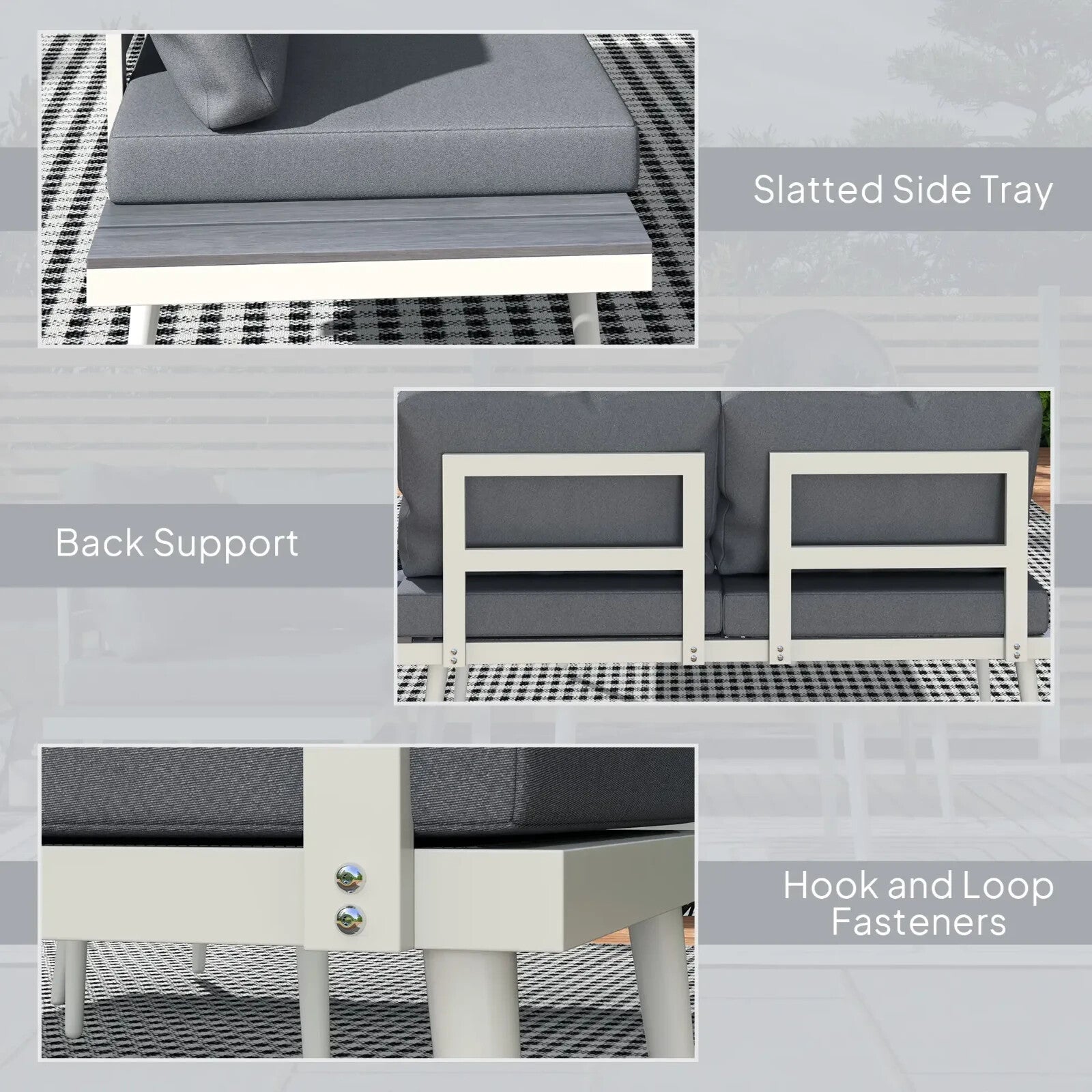 Corner Sofa 3 - PCS L - Shape Thick Padded Seat w/ Adjustable Lounger Dark Grey - Home and Garden Furniture Shop - rustic - furniture