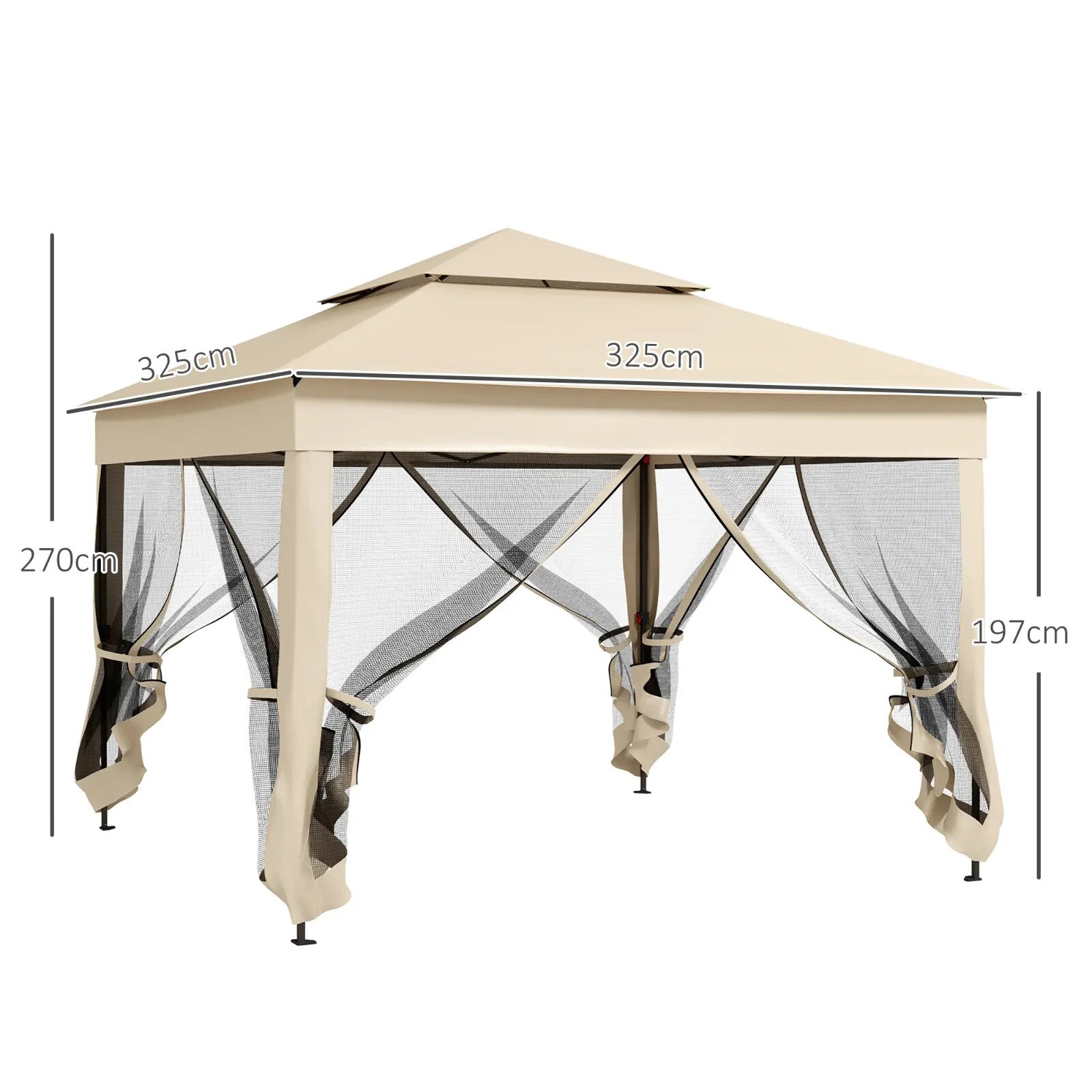 Cream Outdoor Garden Folding Tent Heavy Duty Pop Up Gazebo w Sides Party Patio - Home and Garden Furniture Shop - rustic - furniture