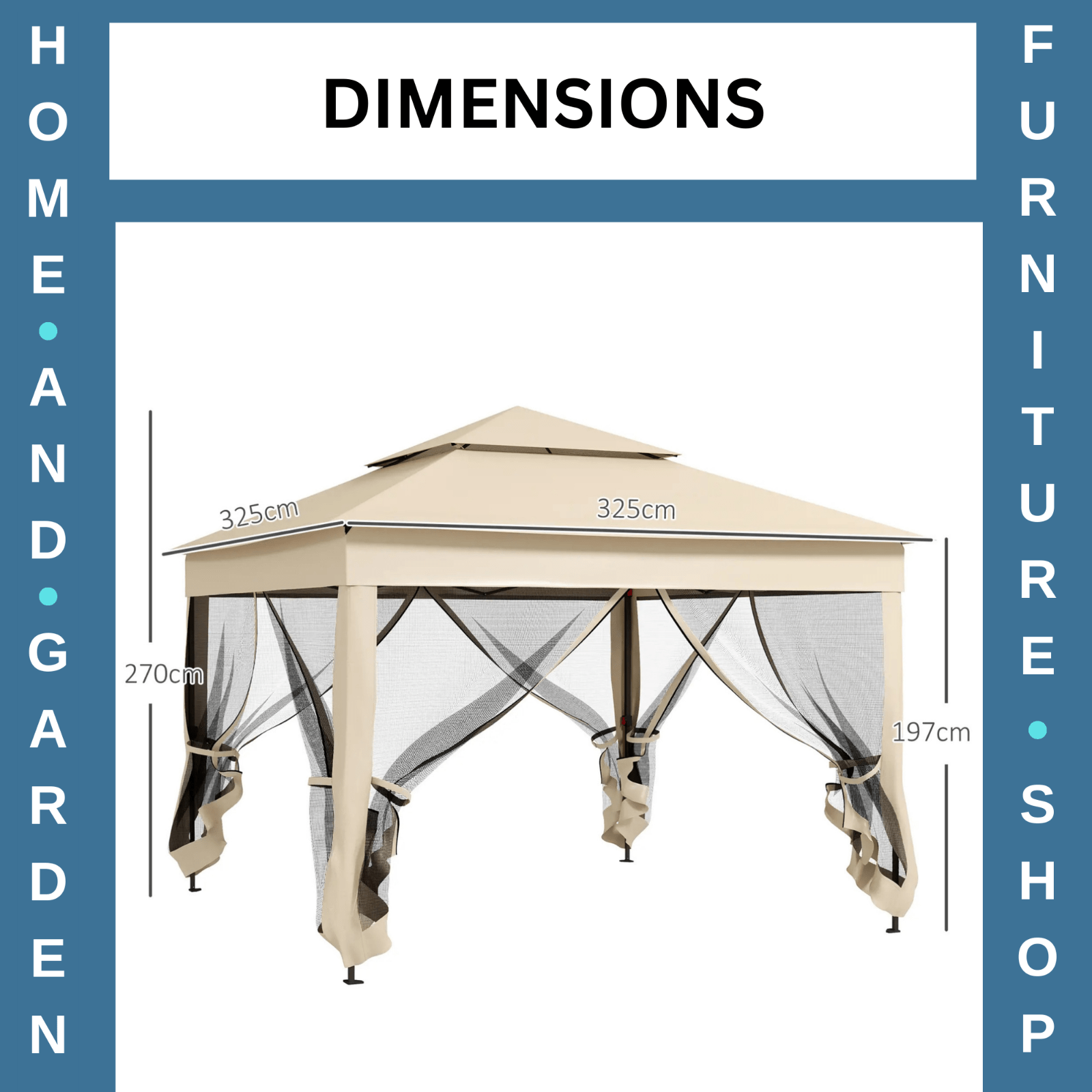 Cream Outdoor Garden Folding Tent Heavy Duty Pop Up Gazebo w Sides Party Patio - Home and Garden Furniture Shop - rustic - furniture
